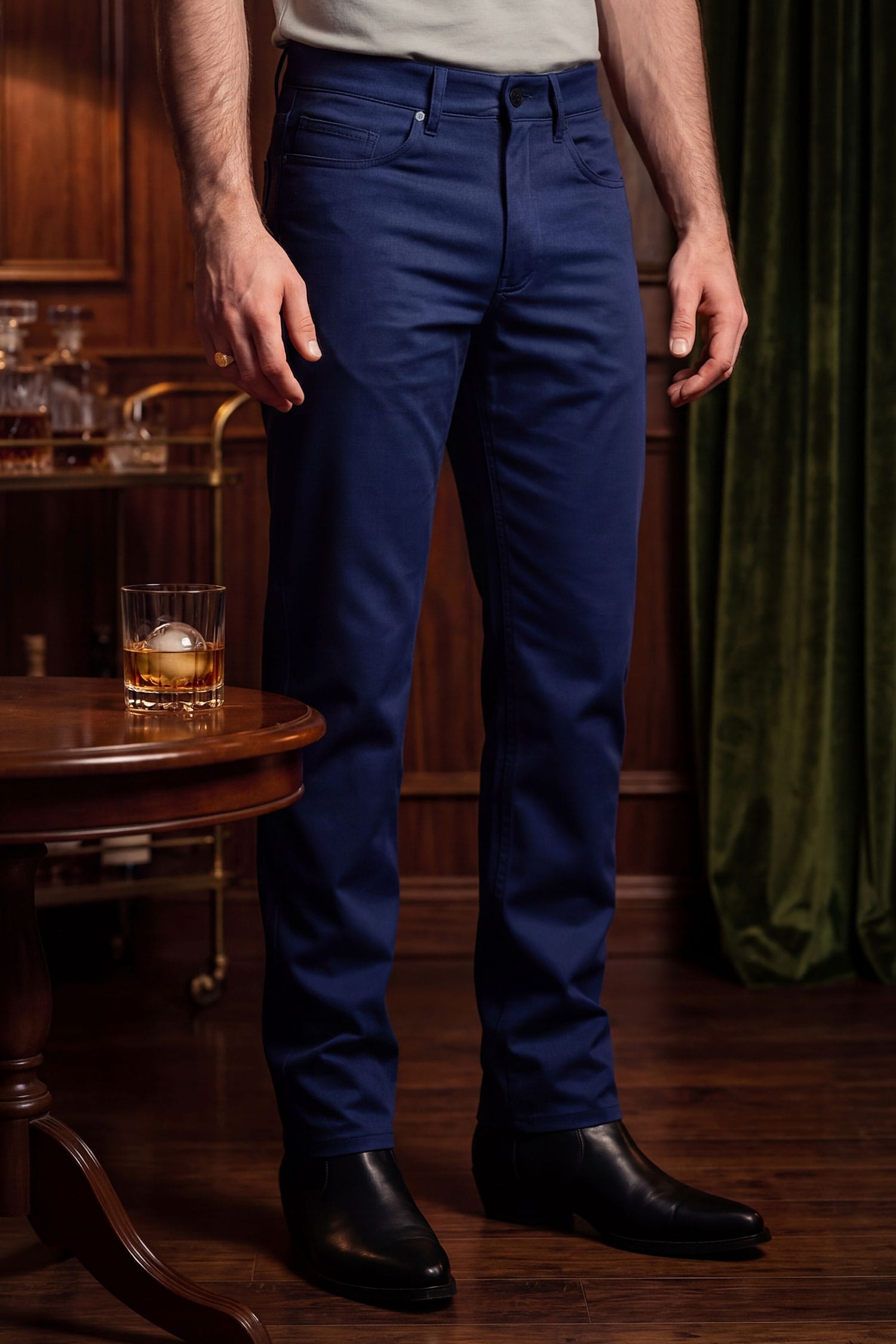 Barabas Men's Solid Color Casual Straight Leg Dress Pants 6SN03 Estate Blue