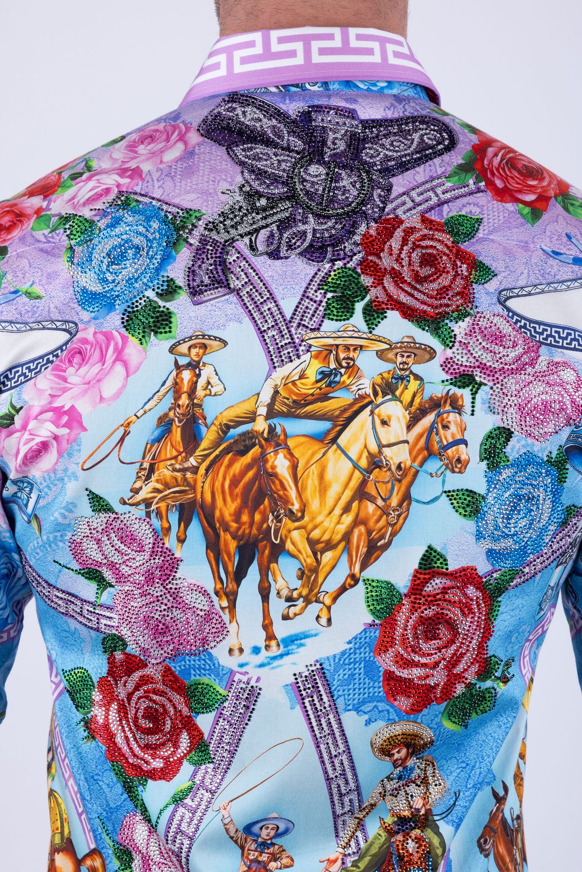 Barabas Men's Western Floral Vaqueros Design Long Sleeve Shirts 6SPR08 Multicolor