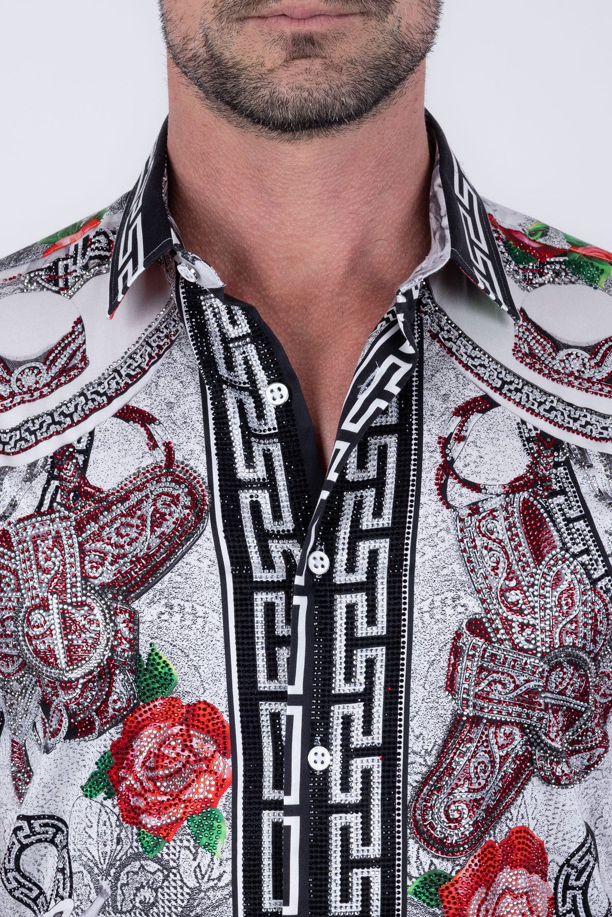 Barabas Men's Western Floral Vaqueros Design Long Sleeve Shirts 6SPR08 Black