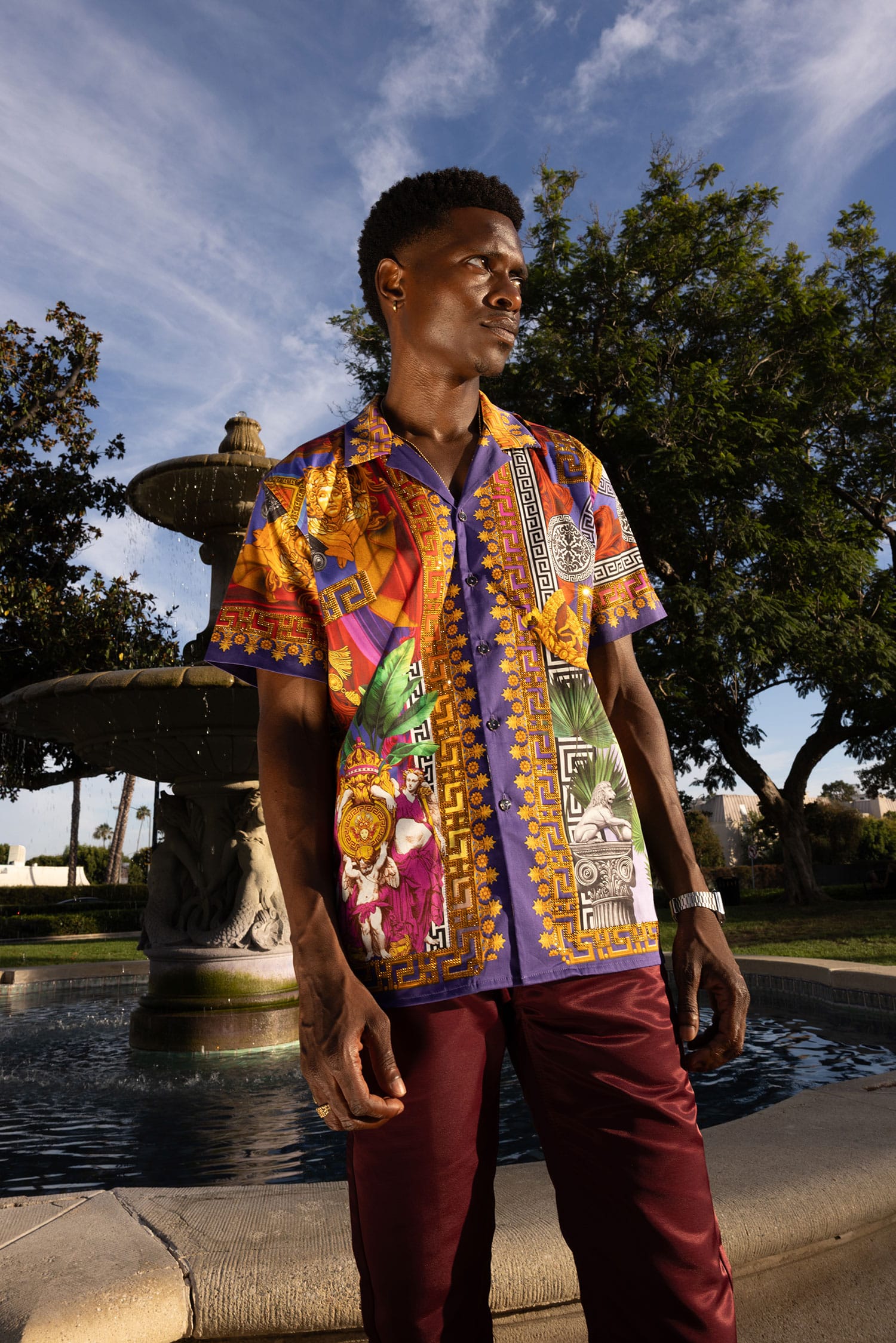 Men's Roman Rhinestone Casual Short-Sleeve Shirt | BARABAS 6SSR03 Multi