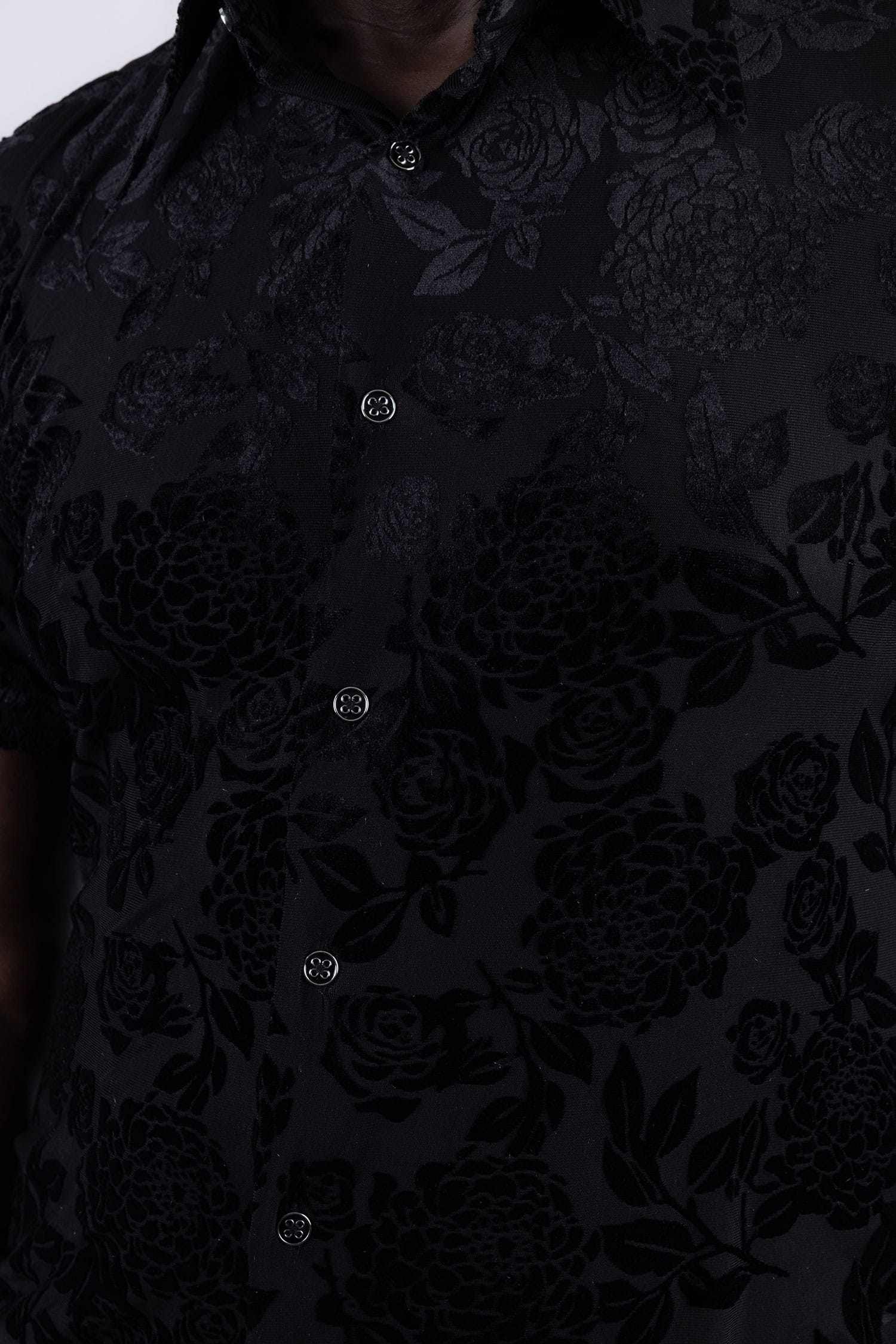 Barabas Men's See-Through Floral Printed Short Sleeve Shirts 6SST03 Black