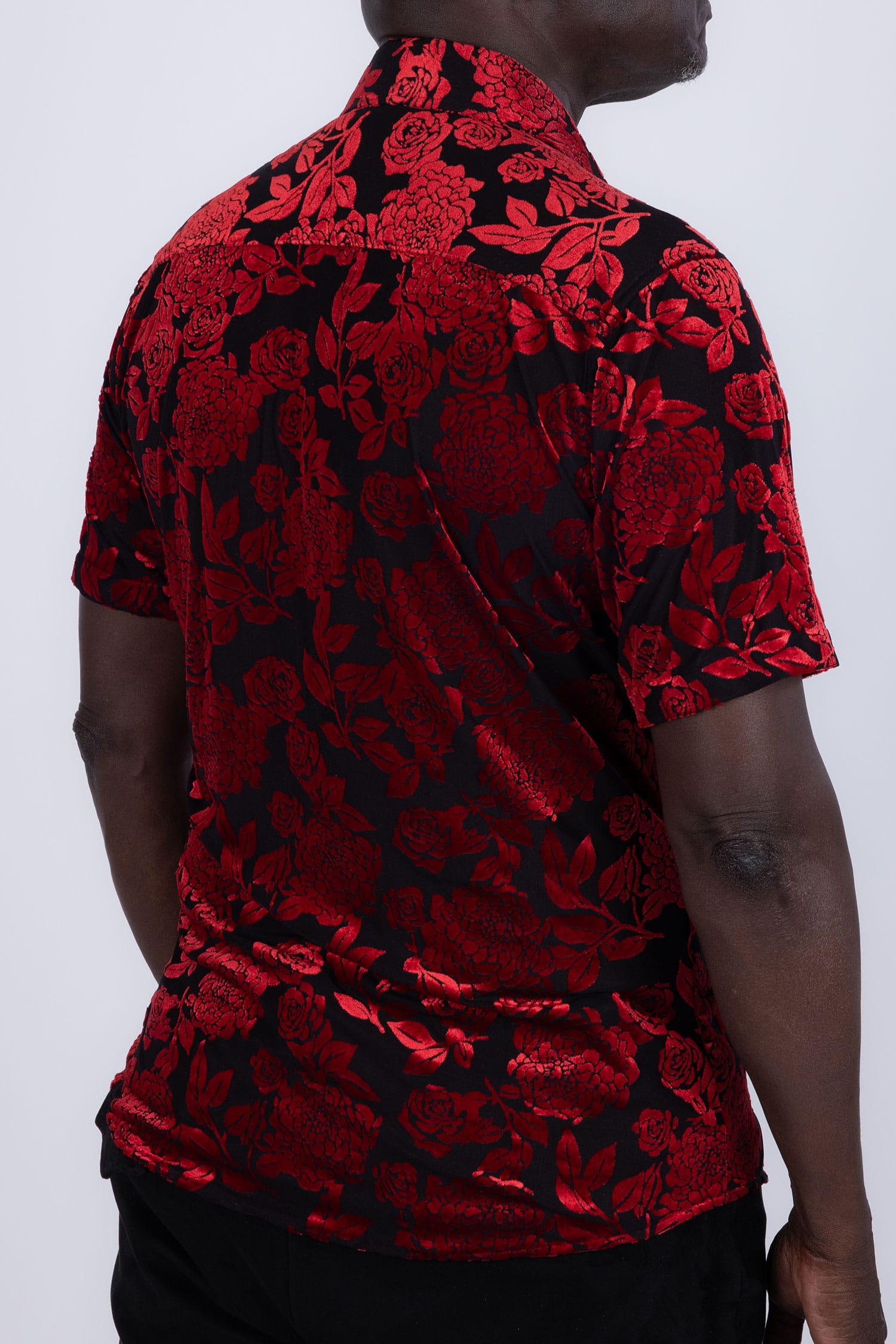 Barabas Men's See-Through Floral Printed Short Sleeve Shirts 6SST03 Red