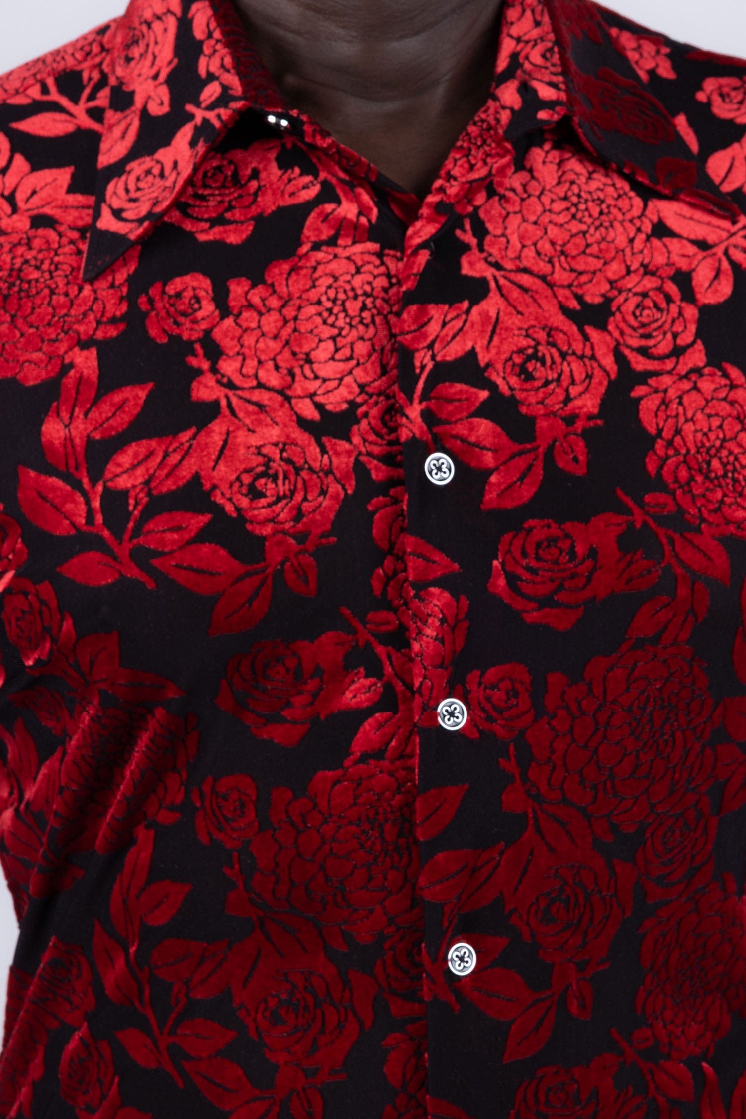 Barabas Men's See-Through Floral Printed Short Sleeve Shirts 6SST03 Black Red