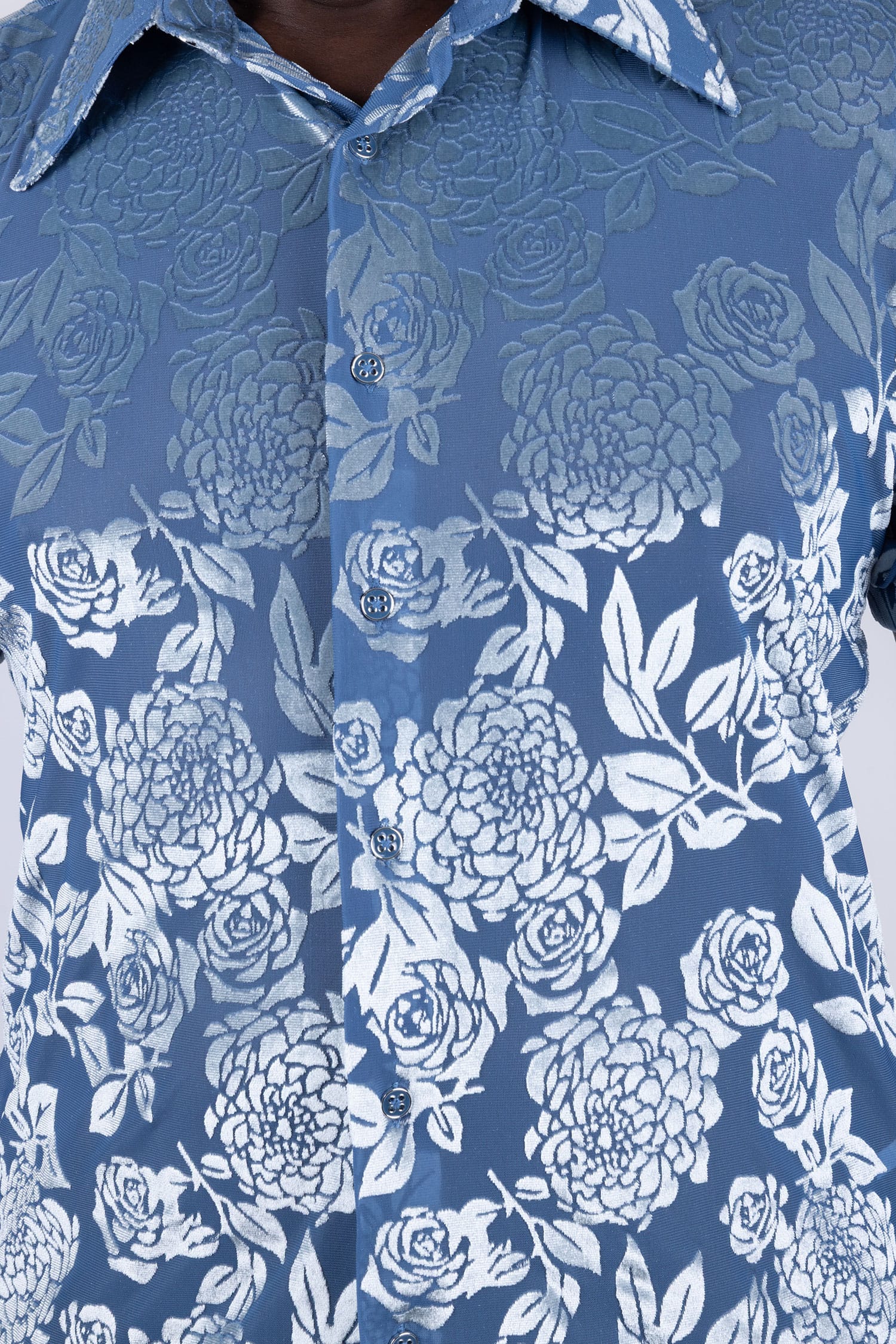 Barabas Men's See-Through Floral Printed Short Sleeve Shirts 6SST03 Navy