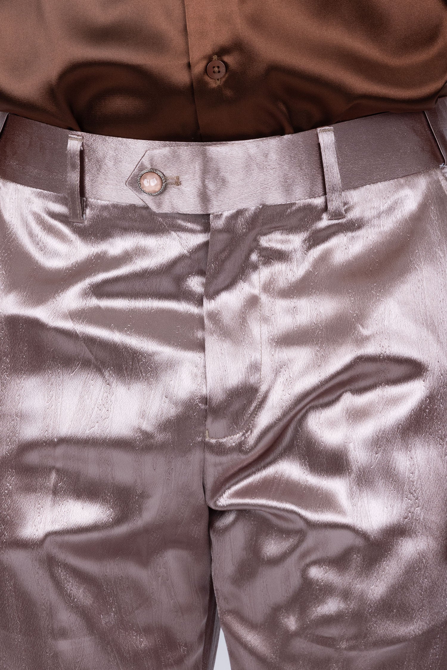 Barabas Men's Shiny Metallic Striped Pattern Notch Wide Lapel Suit 6SU04 Bronze