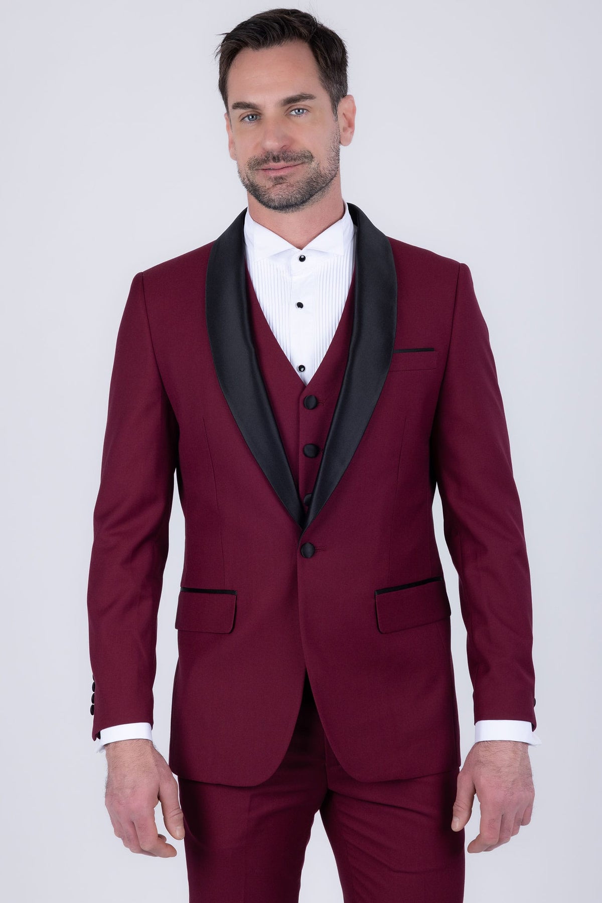 Barabas Men's Solid Color Contrasting Shawl Lapel Suit 6SU05 #Color_Burnt Russet Black