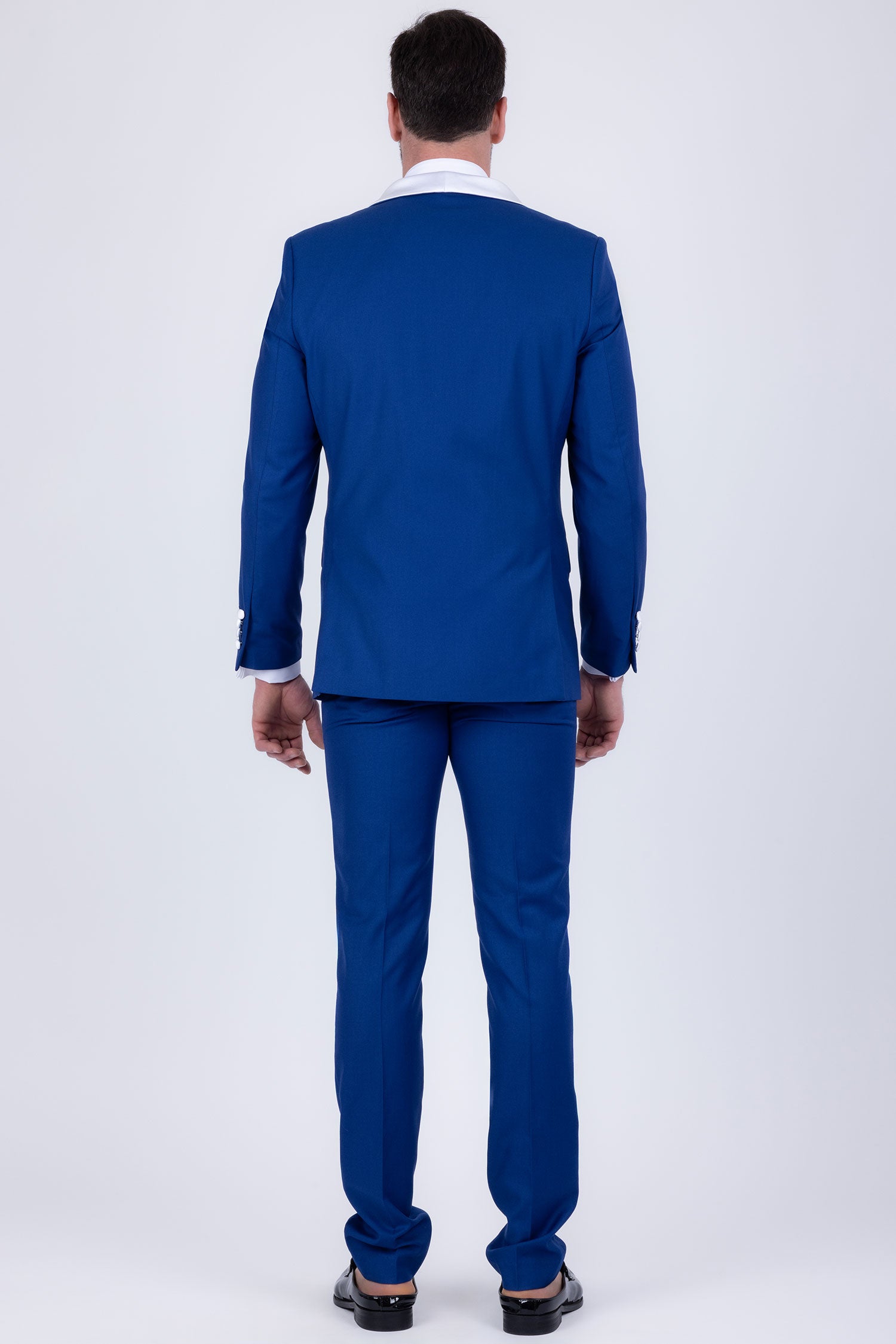 Barabas Men's Solid Color Contrasting Shawl Lapel Suit 6SU05 Blue