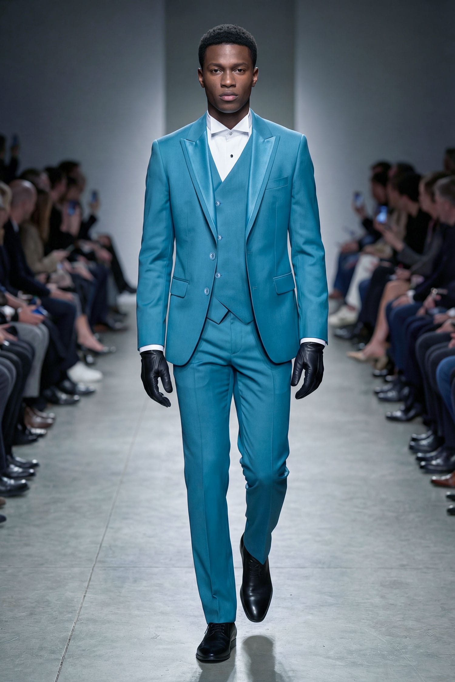 Barabas Men's Solid Color Tailored Matte Peak Shiny Lapel Suit 6SU06 Blue Coral