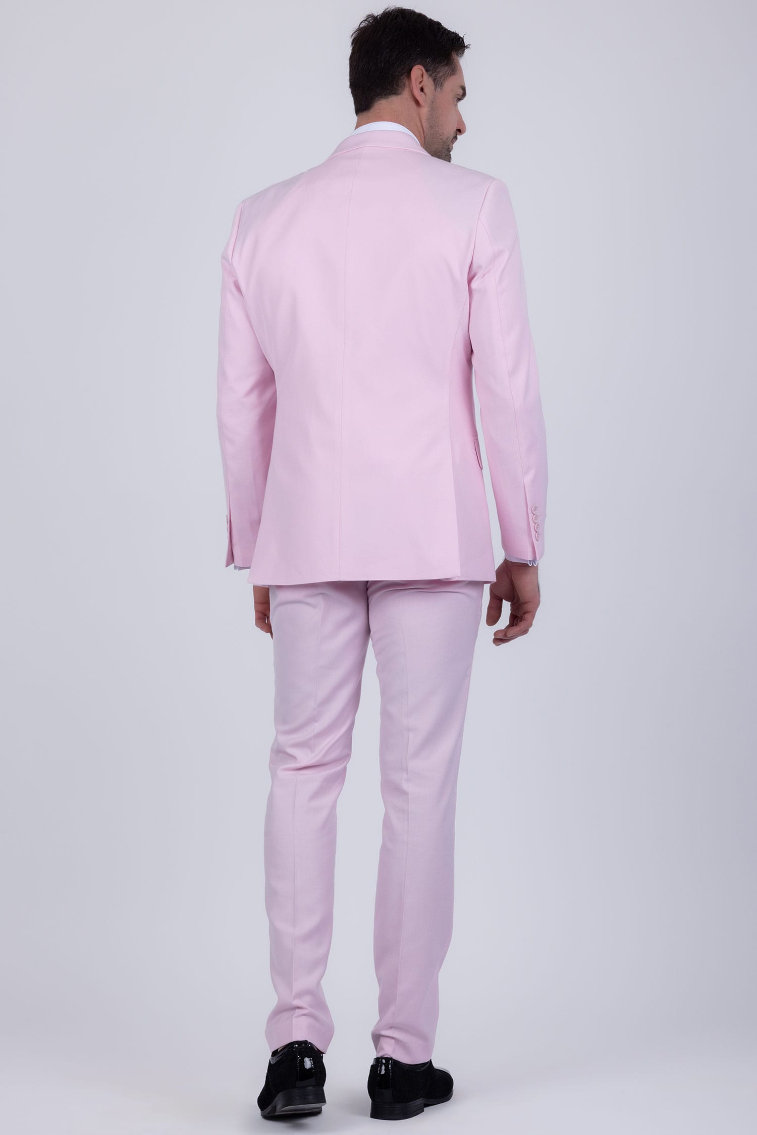 Barabas Men's Solid Color Tailored Matte Peak Shiny Lapel Suit 6SU06 Rose