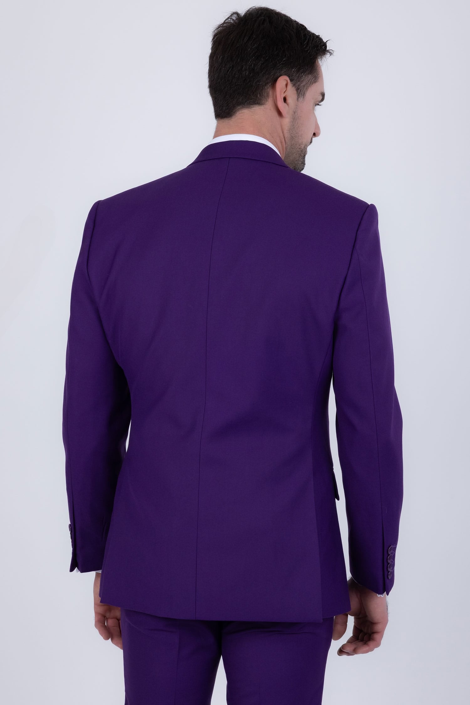 Barabas Men's Solid Color Tailored Matte Peak Shiny Lapel Suit 6SU06 Purple
