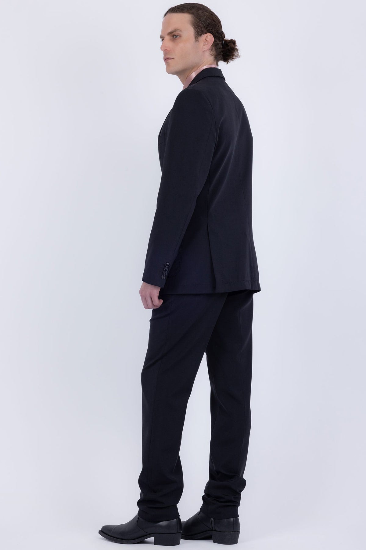 Barabas Men's Smooth Matte Performance Notch Lapel Suit 6SU07 #Color_Black Beauty