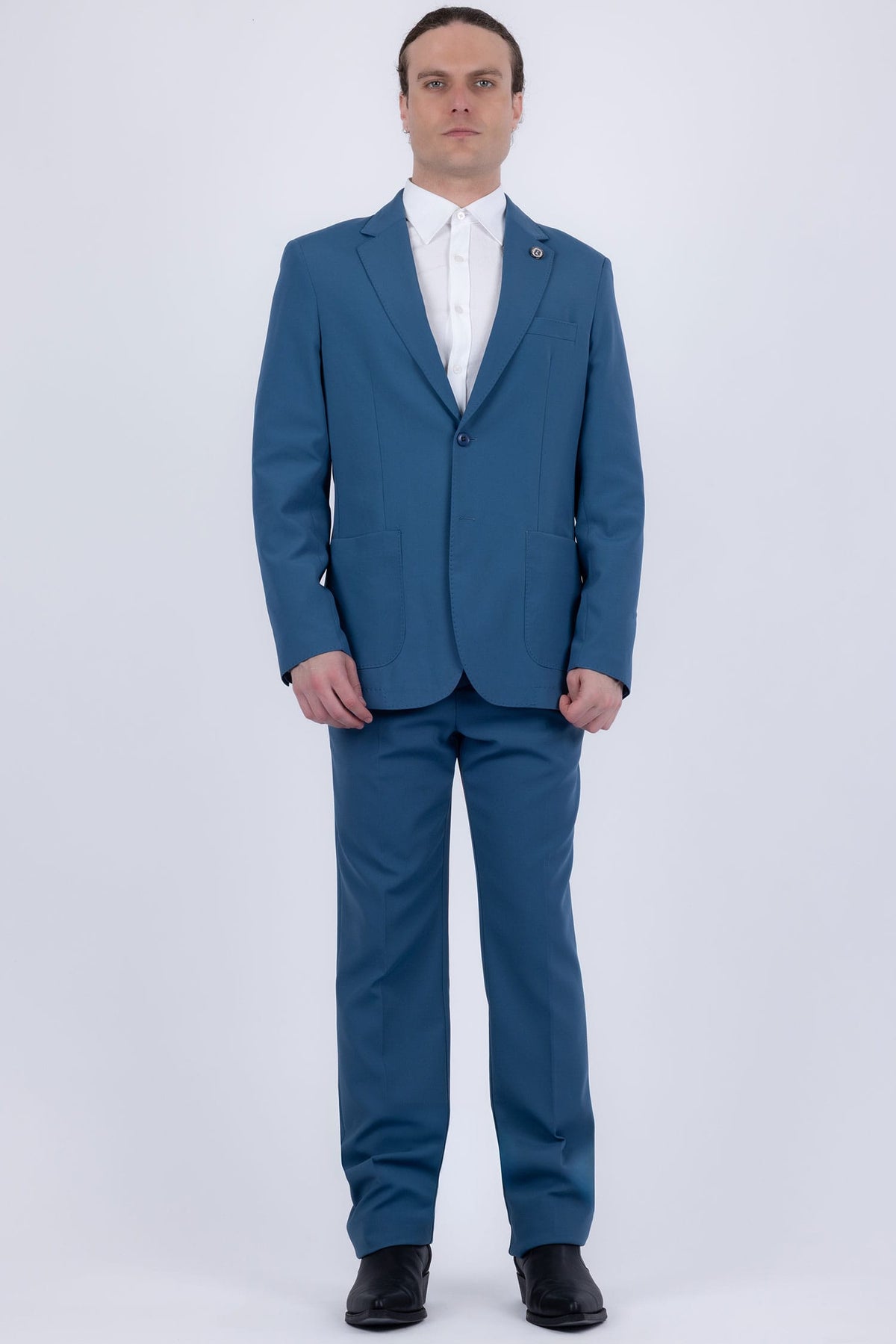 Barabas Men's Smooth Matte Performance Notch Lapel Suit 6SU07 #Color_Blue Coral