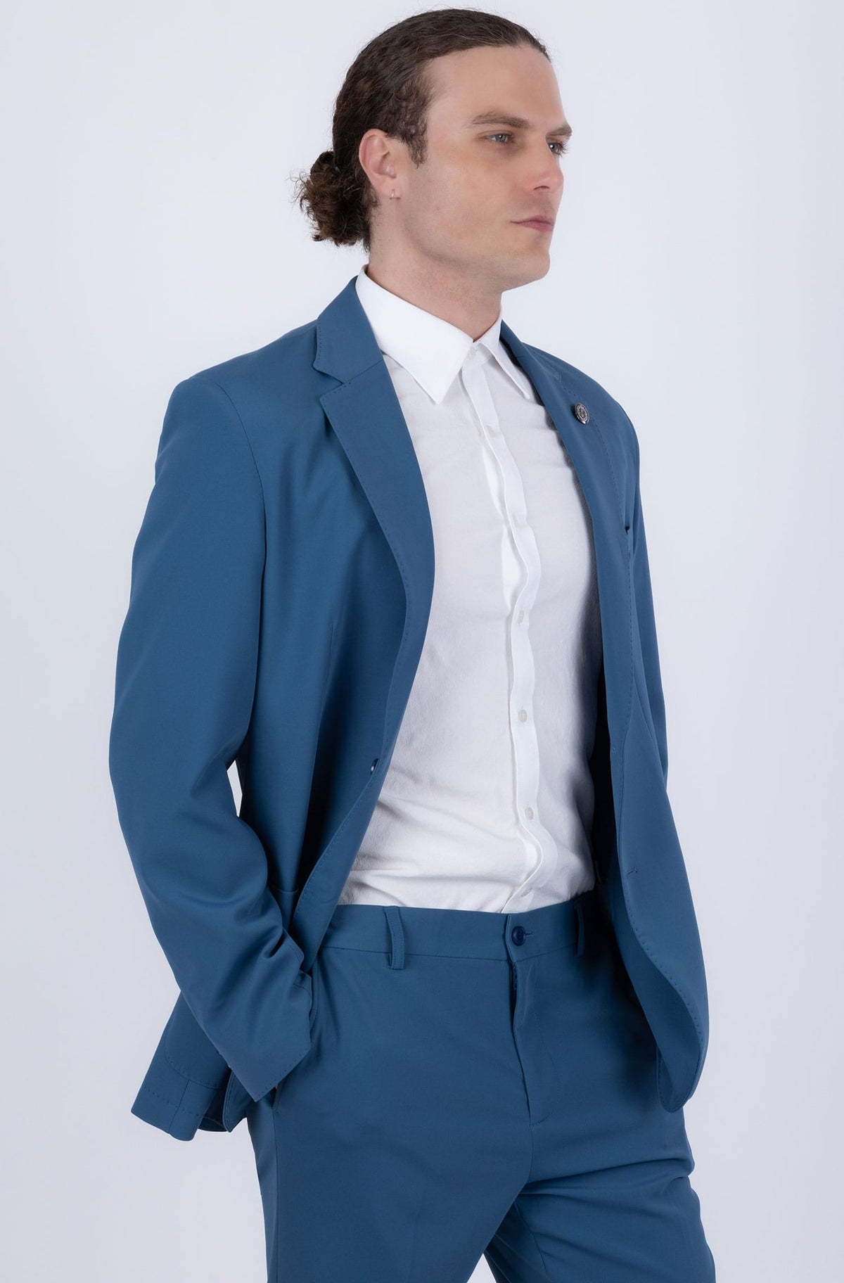 Barabas Men's Smooth Matte Performance Notch Lapel Suit 6SU07 #Color_Blue Coral