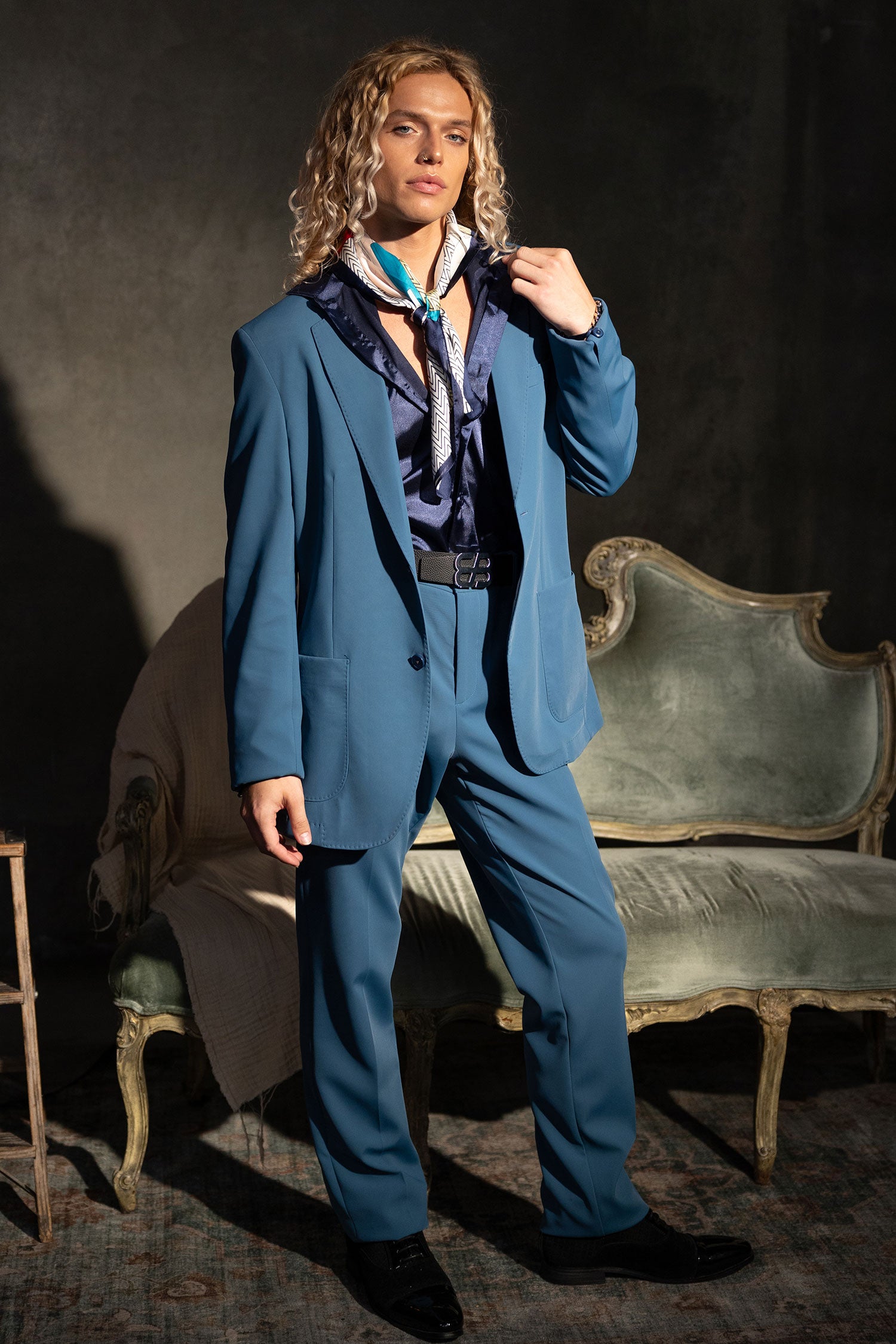 Barabas Men's Smooth Matte Performance Notch Lapel Suit 6SU07 Blue