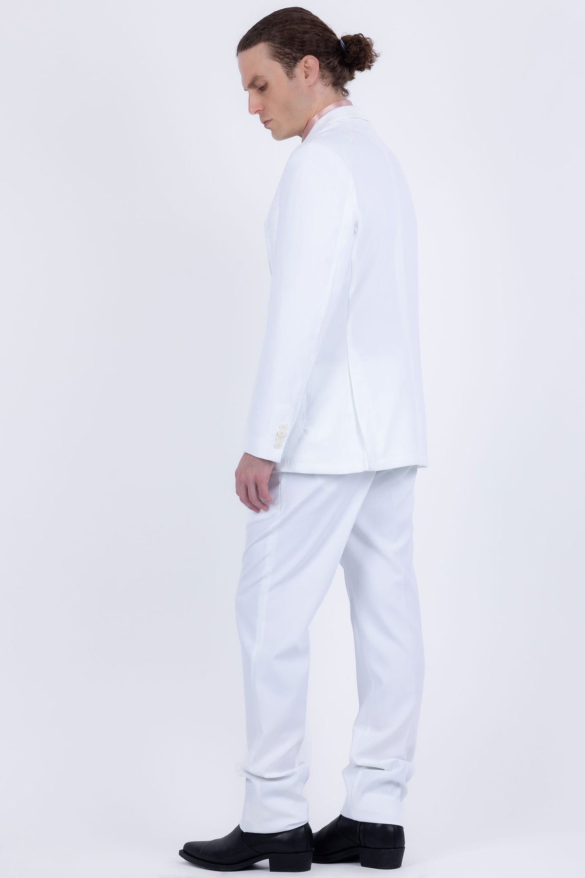 Barabas Men's Smooth Matte Performance Notch Lapel Suit 6SU07 #Color_Bright White