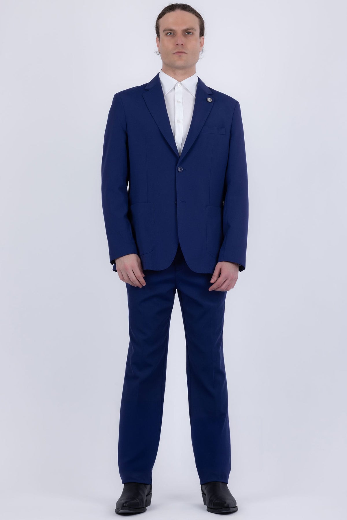 Barabas Men's Smooth Matte Performance Notch Lapel Suit 6SU07 #Color_Estate Blue
