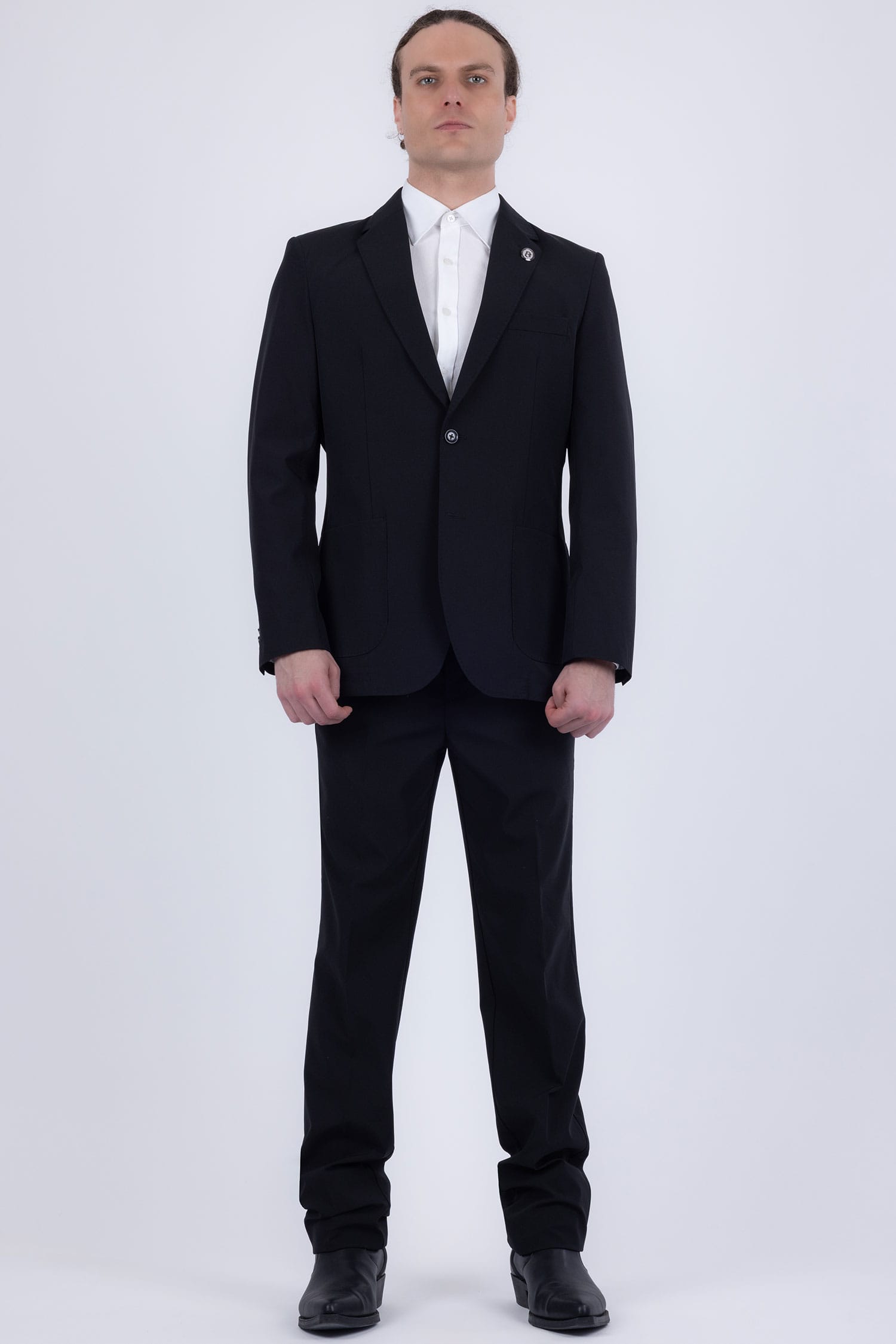 Barabas Men's Essential 2-Pieces 2-Button Notch Lapel Suit Set 6SU08 Black