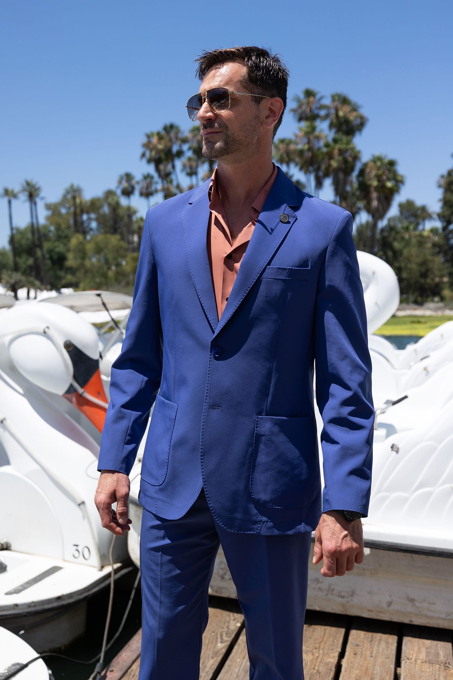 Barabas Men's Essential 2-Pieces 2-Button Notch Lapel Suit Set 6SU08 Blue