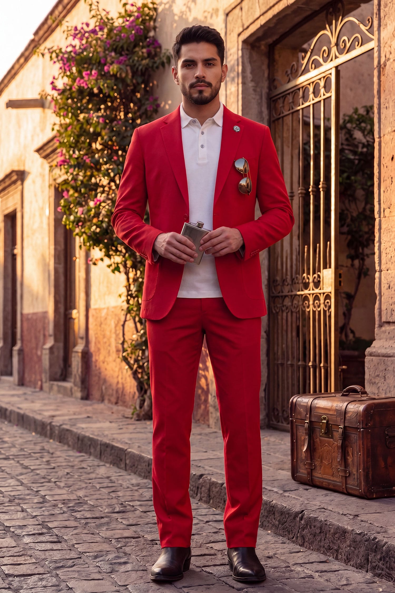 Barabas Men's Essential 2-Pieces 2-Button Notch Lapel Suit Set 6SU08 Red