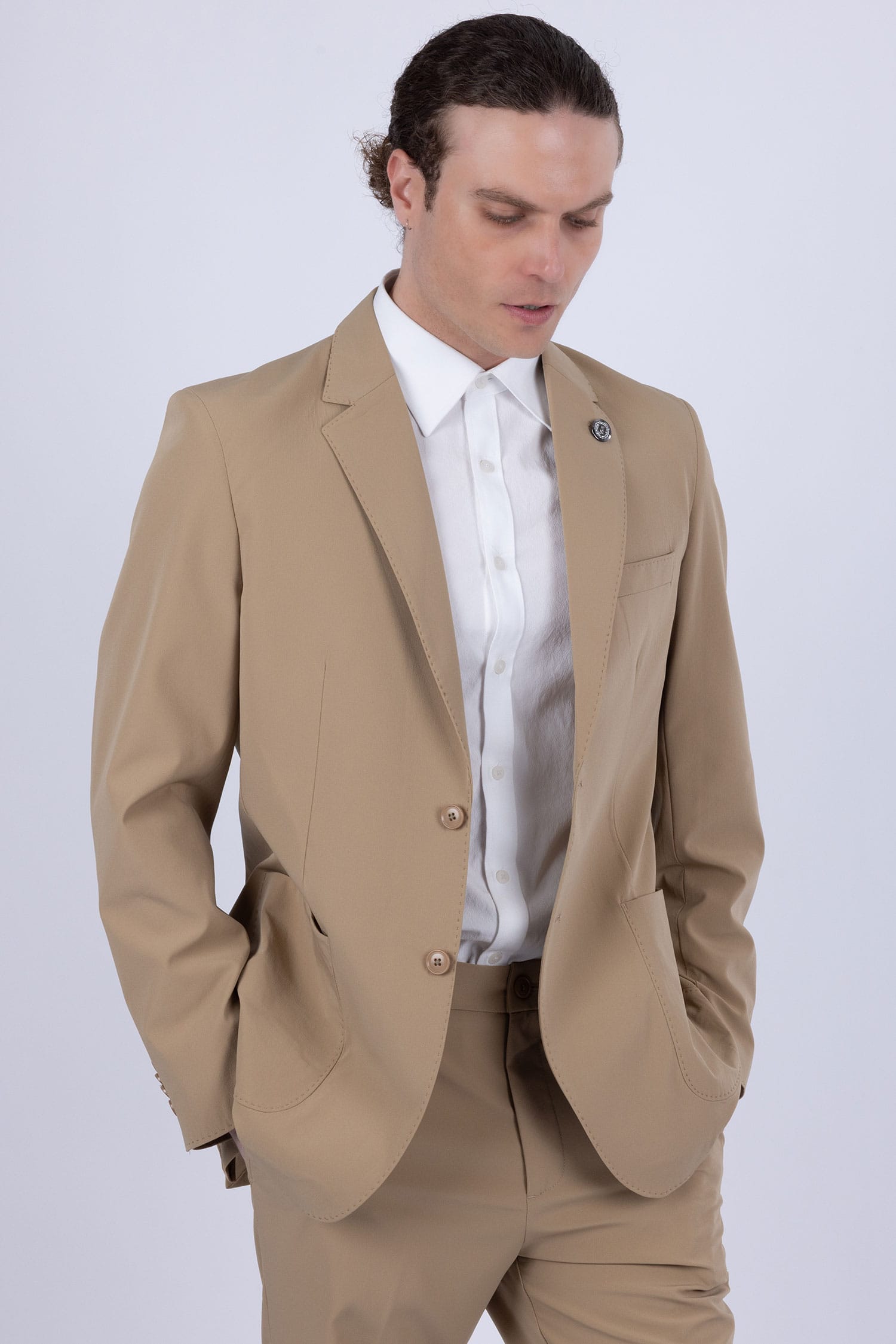Barabas Men's Essential 2-Pieces 2-Button Notch Lapel Suit Set 6SU08 Tan