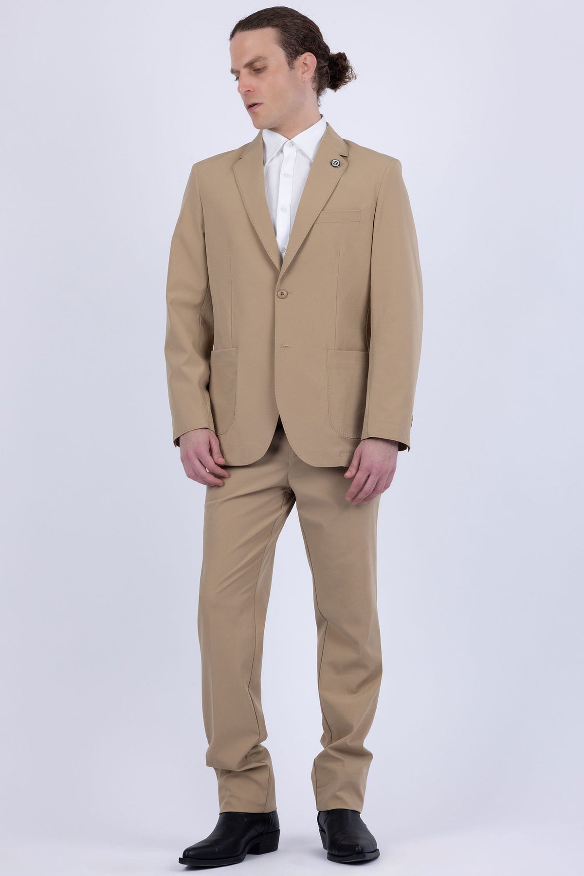 Barabas Men's Essential 2-Pieces 2-Button Notch Lapel Suit Set 6SU08 Tan