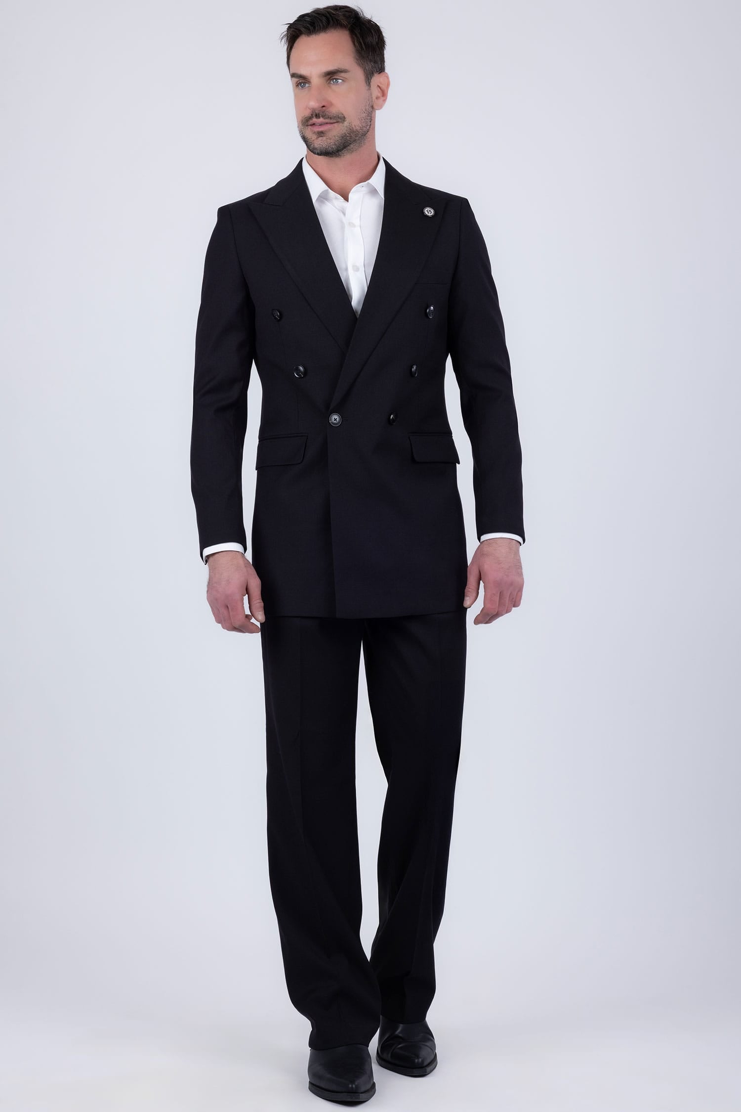 Barabas Men's Solid Color 2-Pieces Set Peak Lapel Suit 6SU10 Black