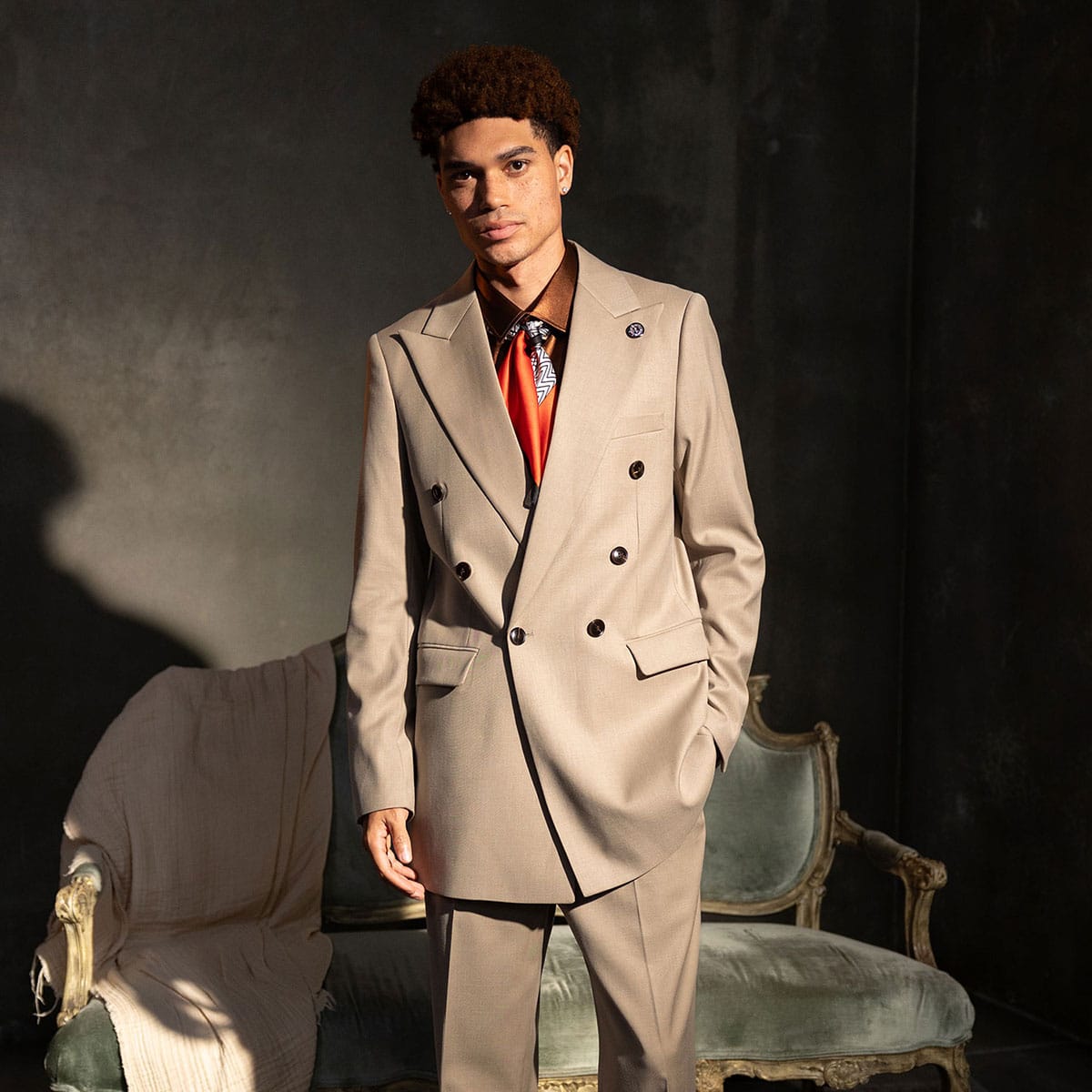 Barabas Men's Solid Color 2-Pieces Set Peak Lapel Suit 6SU10 Cream