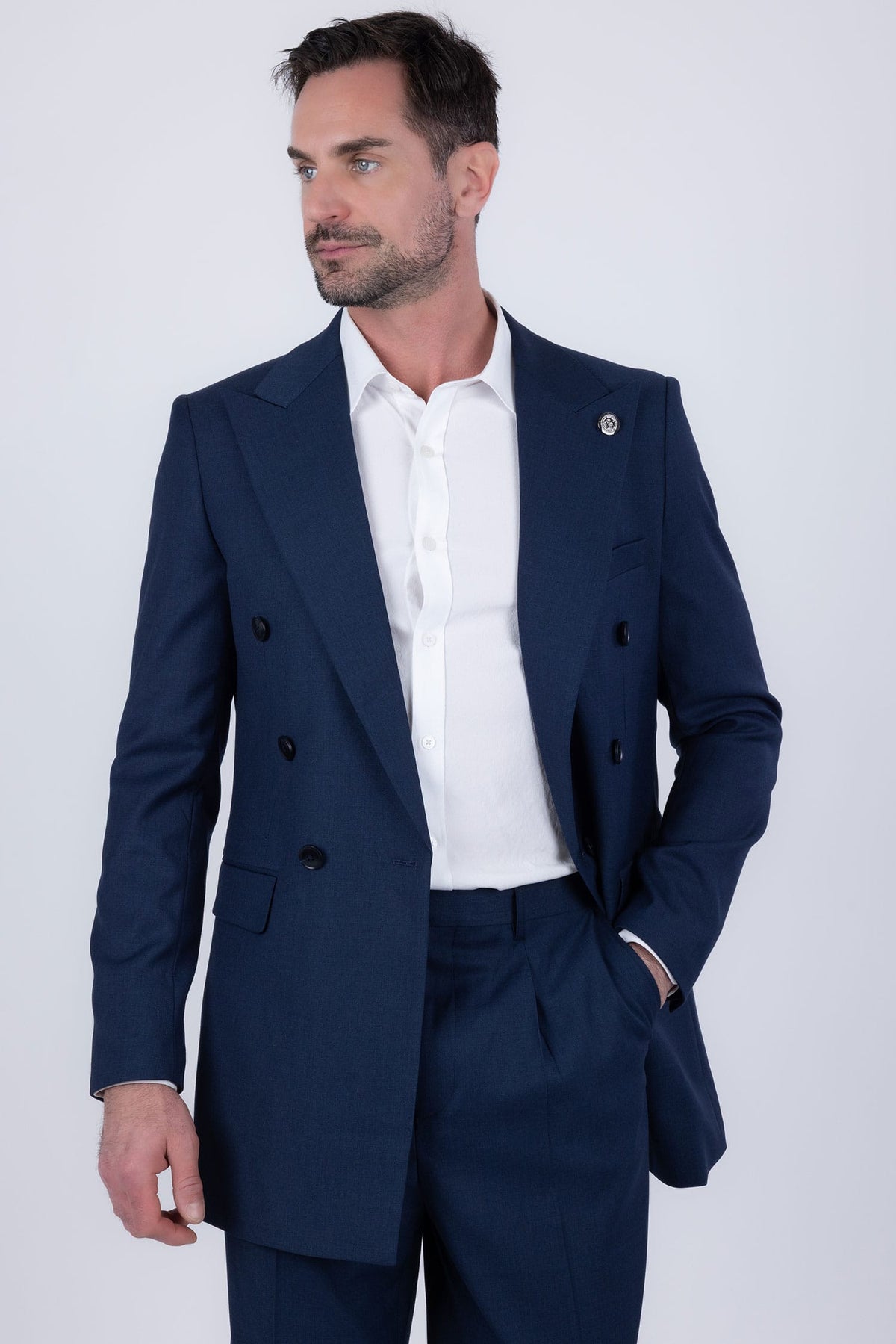Barabas Men's Solid Color 2-Pieces Set Peak Lapel Suit 6SU10 State Blue
