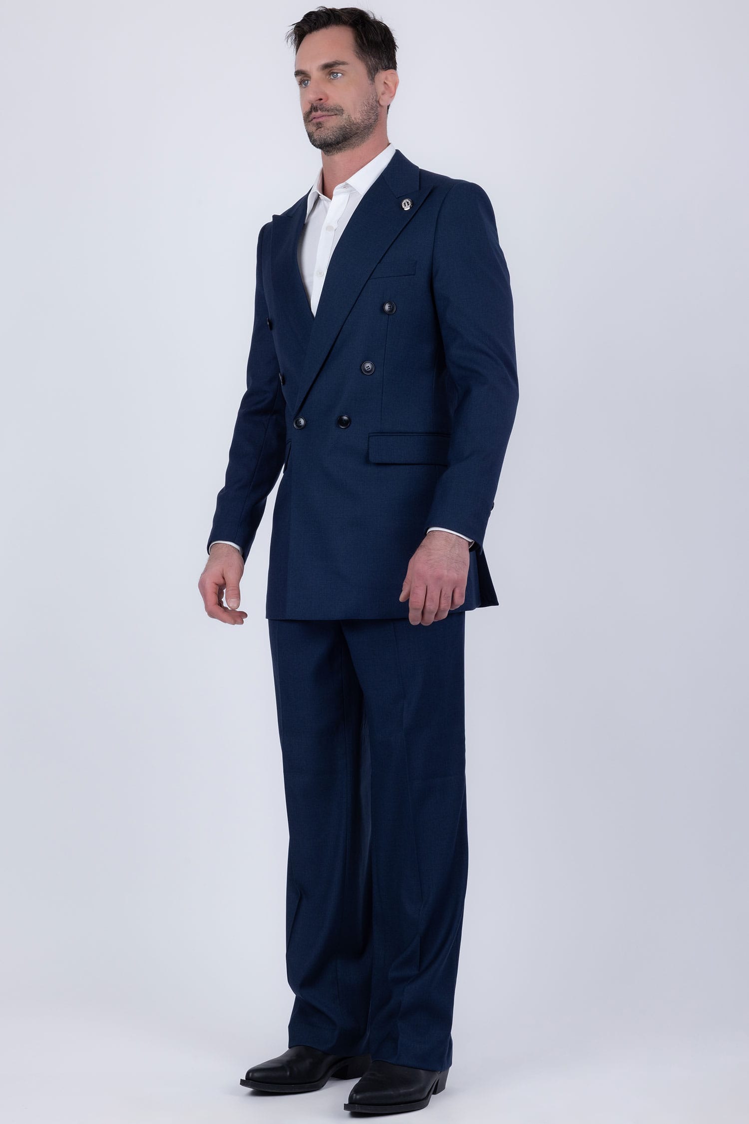 Barabas Men's Solid Color 2-Pieces Set Peak Lapel Suit 6SU10 Blue