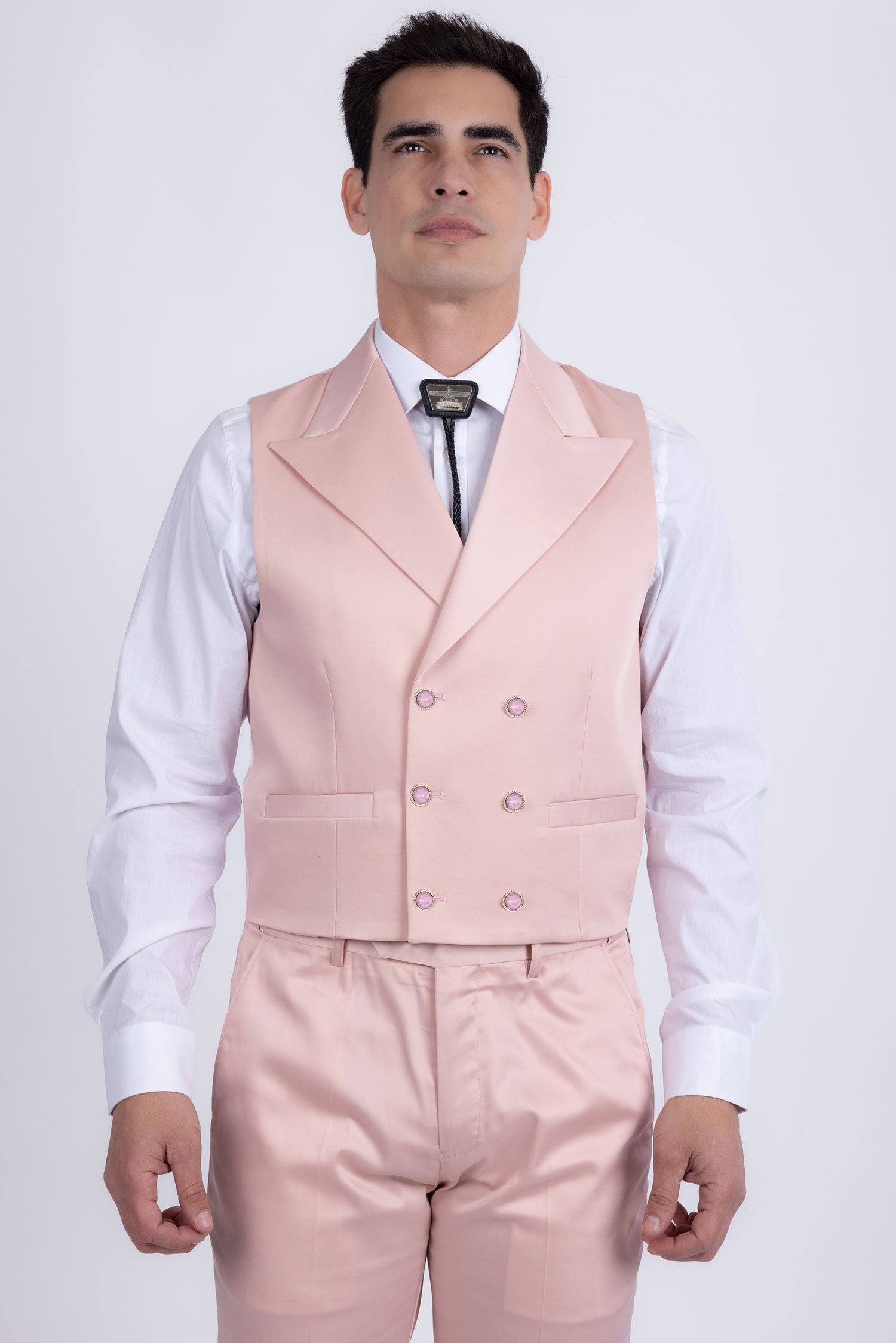 Barabas Men's Solid Color 3-Pieces Peak Lapel Suit Set 6SU11 Peach