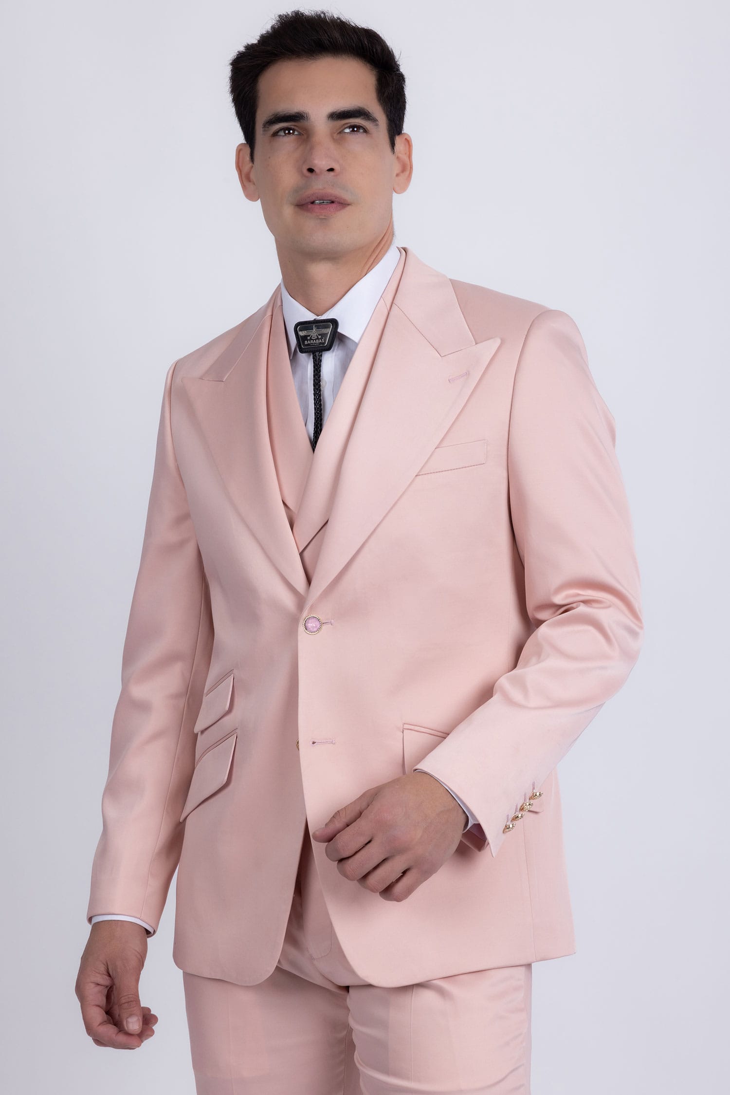 Barabas Men's Solid Color 3-Pieces Peak Lapel Suit Set 6SU11 Pink
