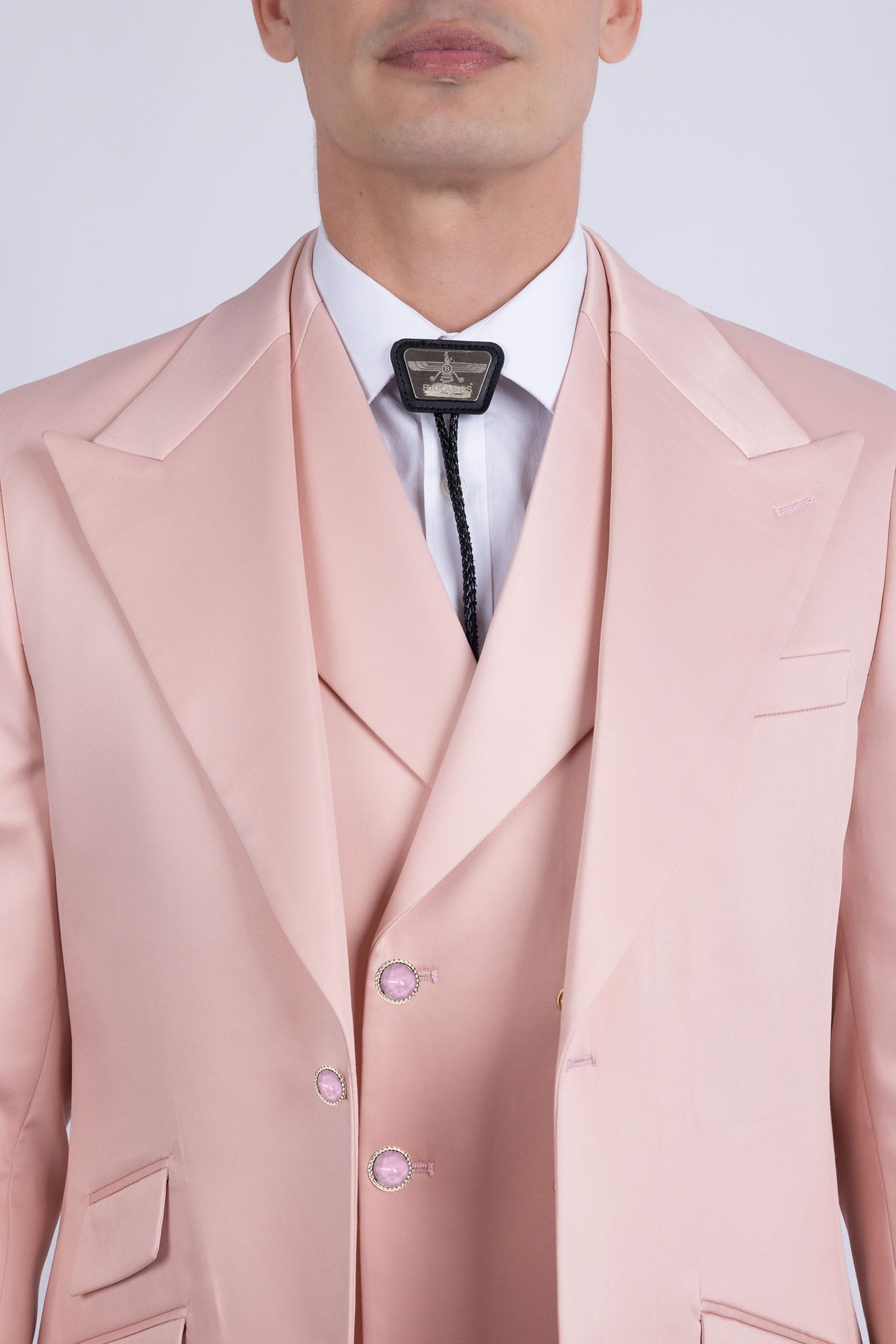 Barabas Men's Solid Color 3-Pieces Peak Lapel Suit Set 6SU11 Peach