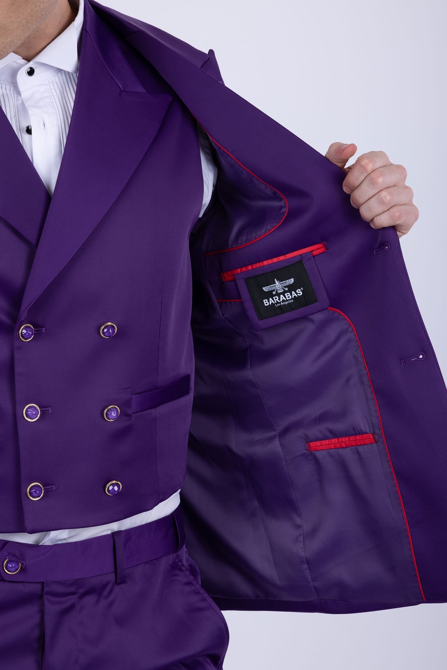 Barabas Men's Solid Color 3-Pieces Peak Lapel Suit Set 6SU11 Purple