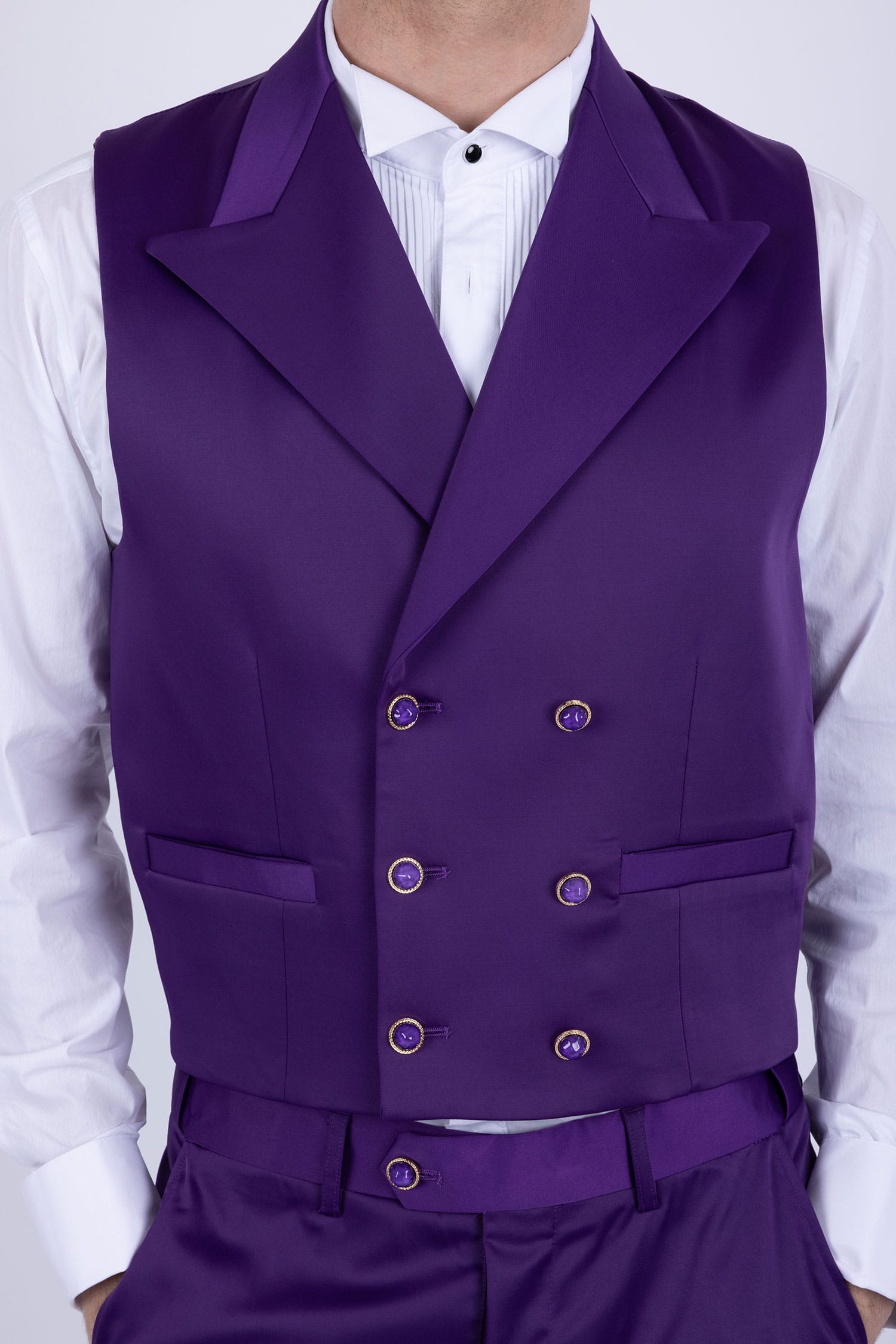Barabas Men's Solid Color 3-Pieces Peak Lapel Suit Set 6SU11 Purple