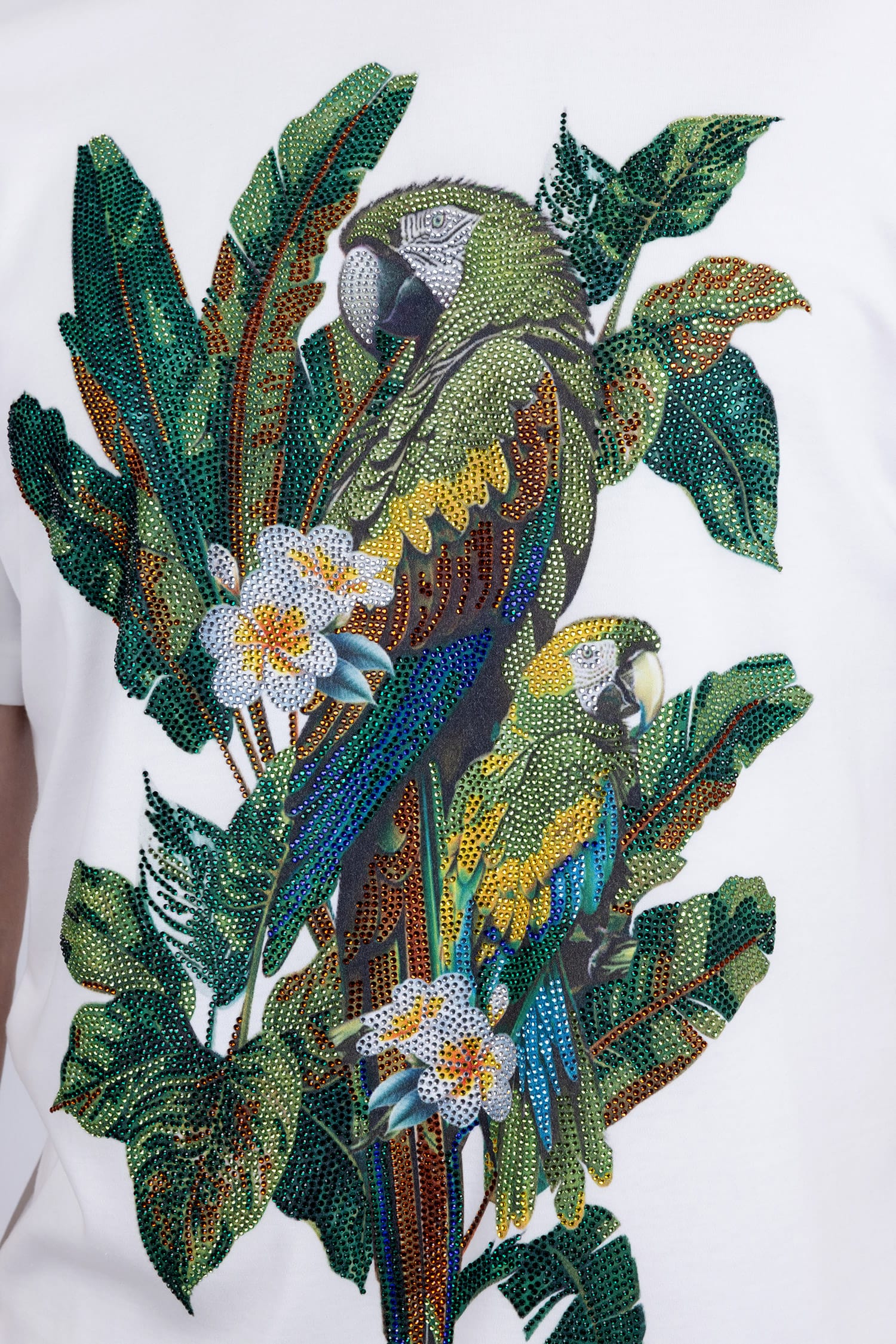 Barabas Men's Laurent Tropical Iguana Rhinestone T-Shirt 6TR02 White