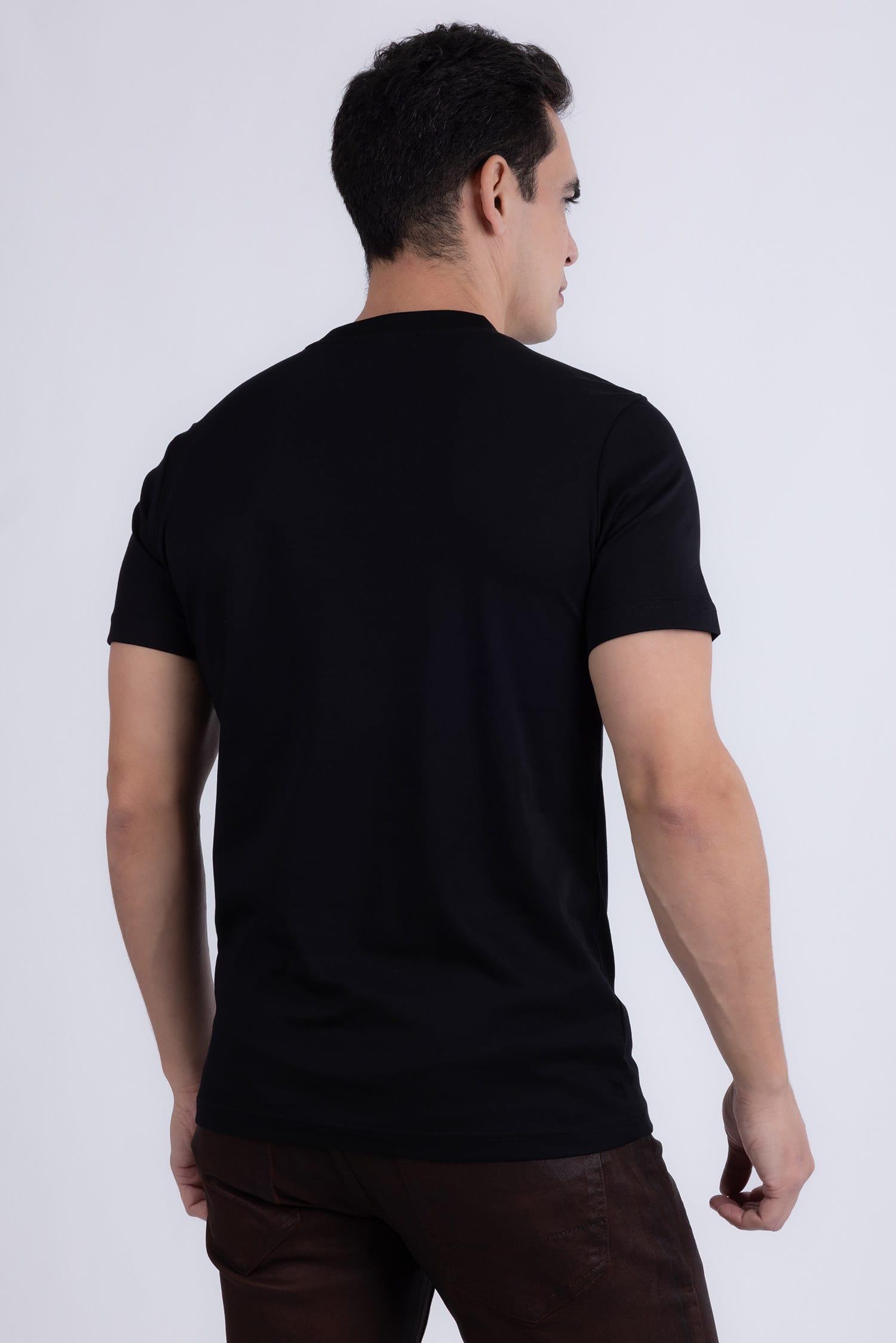 Barabas Men's San Judas Tadeo Rhinestone T-Shirt Crew Neck 6TR04 Black
