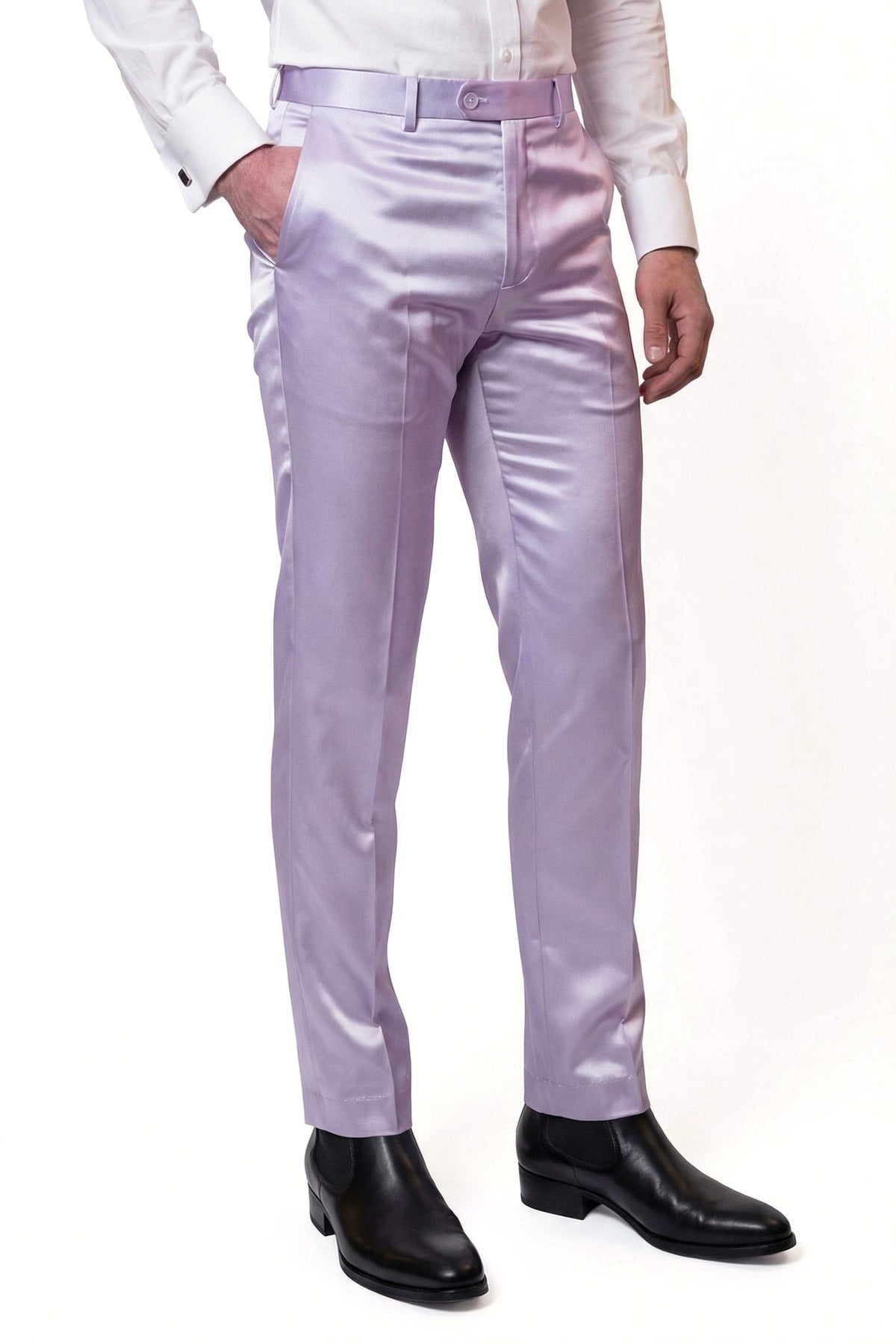 Barabas Men's Solid Color Shiny Dress Pants 6VP1010 Lavender