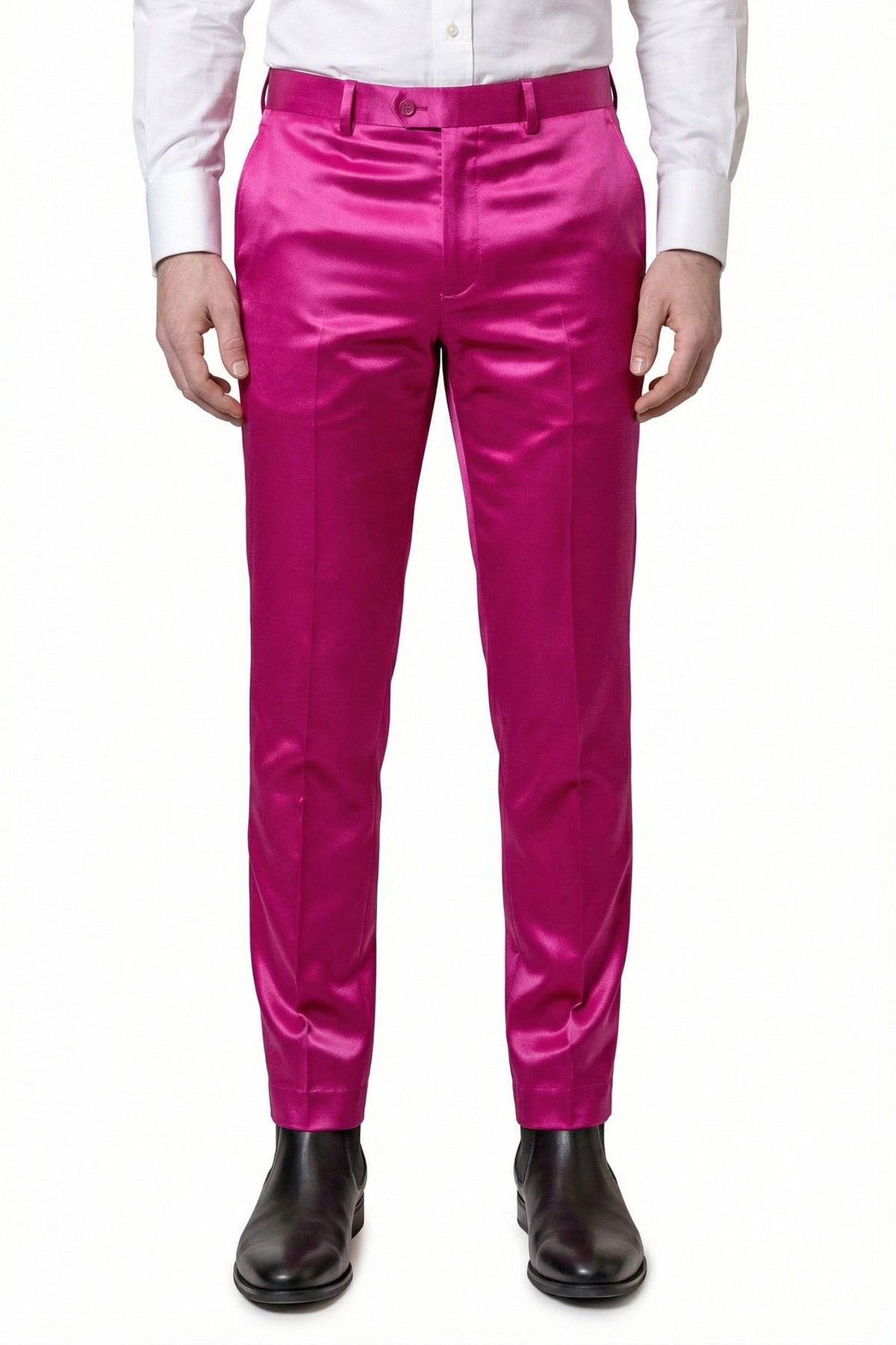 Barabas Men's Solid Color Shiny Dress Pants 6VP1010 Fucshia