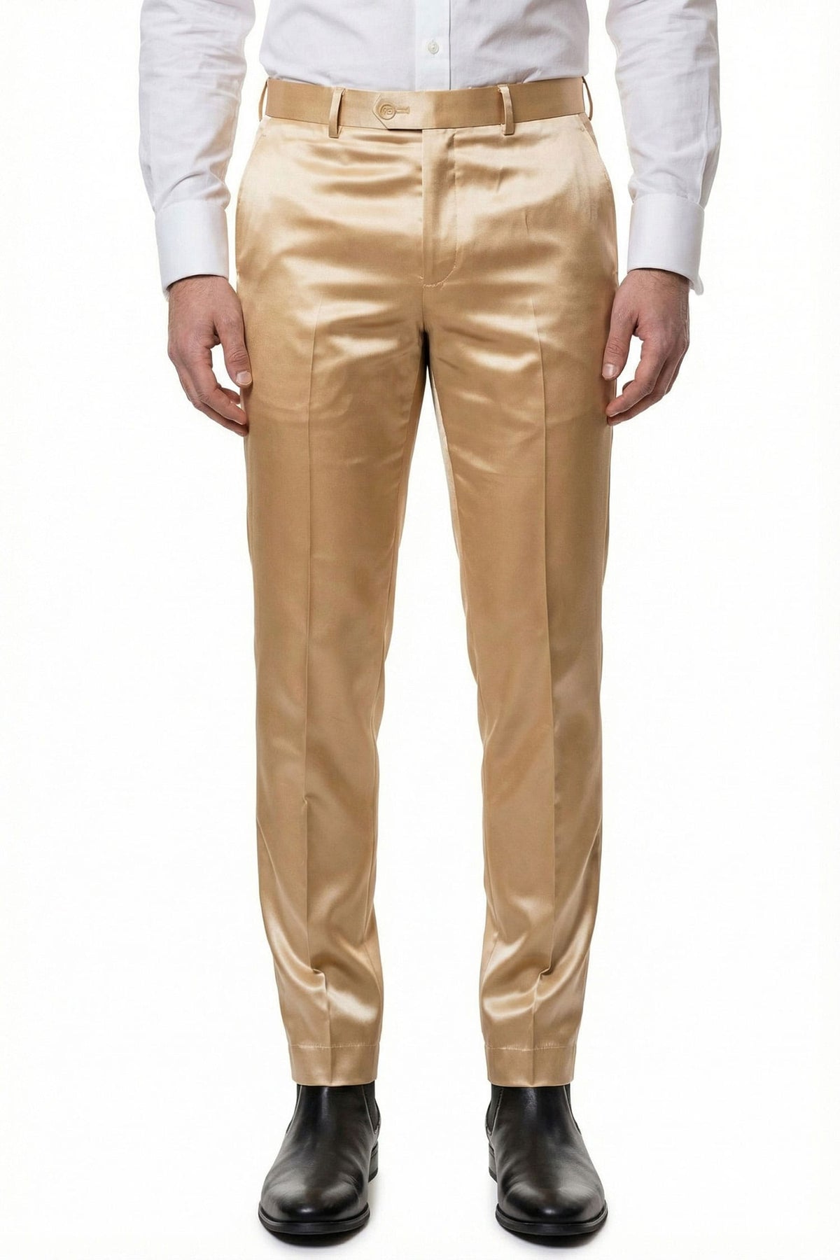 Barabas Men's Solid Color Shiny Dress Pants 6VP1010 Gold