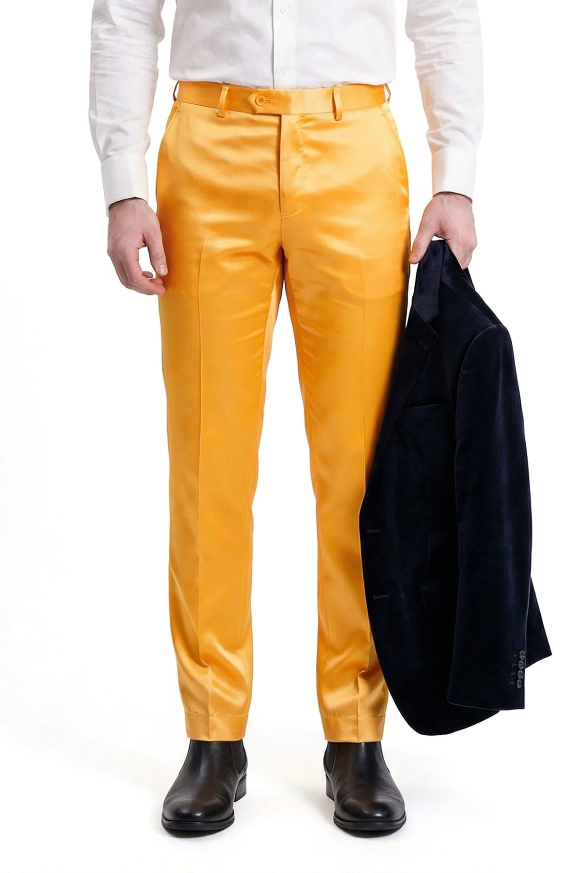 Barabas Men's Solid Color Shiny Dress Pants 6VP1010 Orange