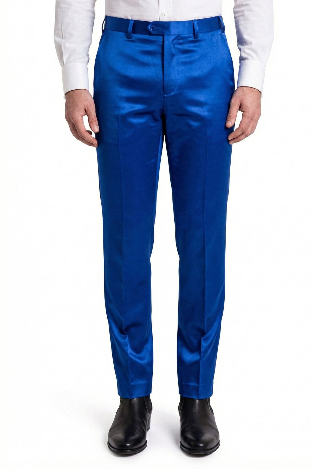 Barabas Men's Solid Color Shiny Dress Pants 6VP1010 Blue