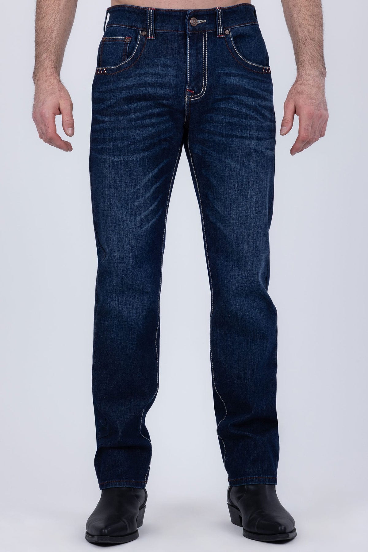 Men's Western Fleur-De-Lis Arrow Straight-Fit Jeans | BARABAS 6WD01 Blue
