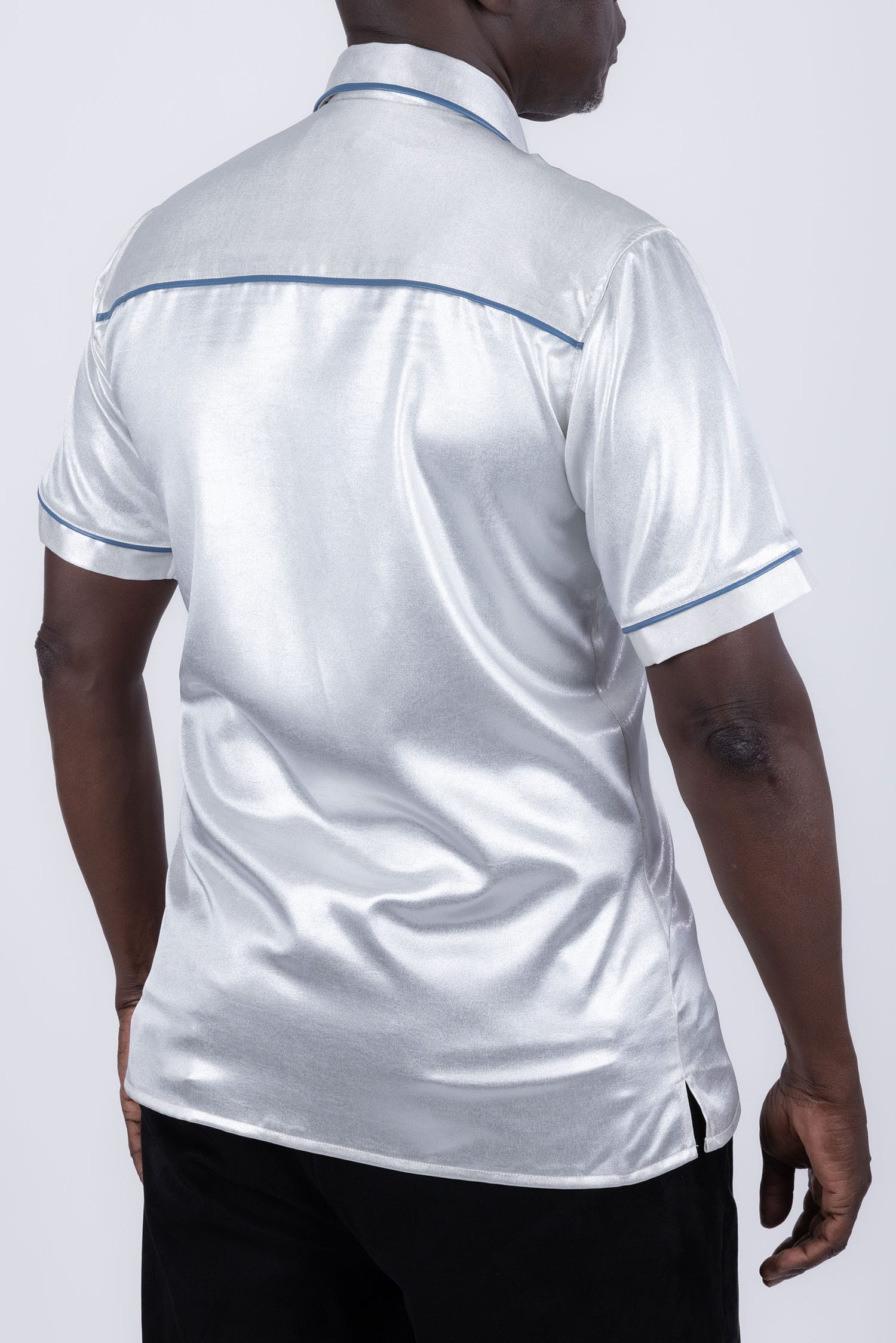 Barabas Men's Metallic Shiny Short Sleeve Casual Western Shirt 6WS02 Navy