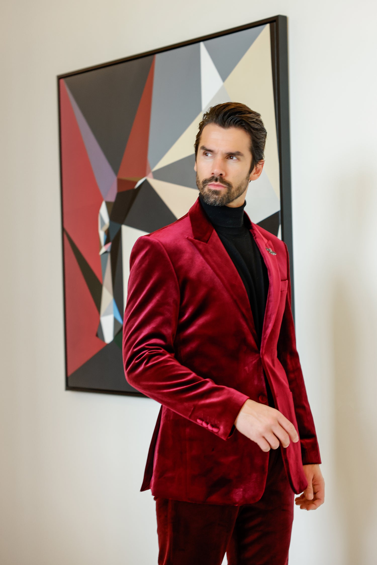 BARABAS Men's Velvet Shiny Finish Peak Lapel Blazer 3BL04 Burgundy