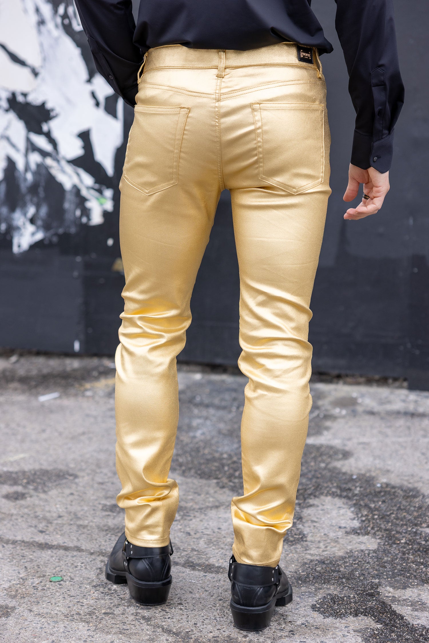 Barabas Men's Glossy Shiny Design Sparkly Luxury Dress Pants 2CPW27 Gold