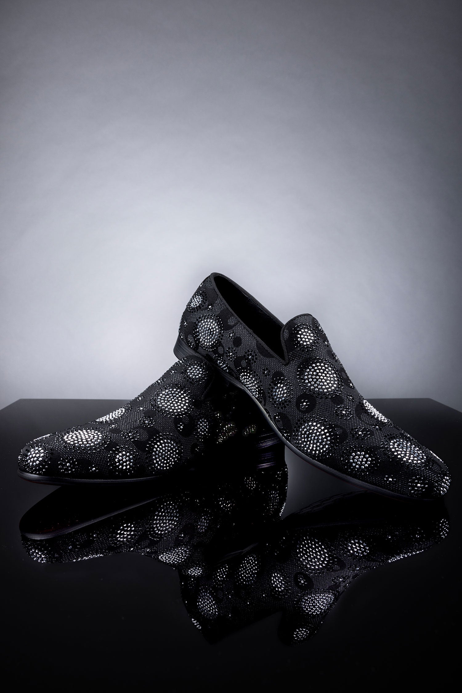 BARABAS Men's Polka Dotted Rhinestone Jewels Slip On Dress Shoes 2SHR4