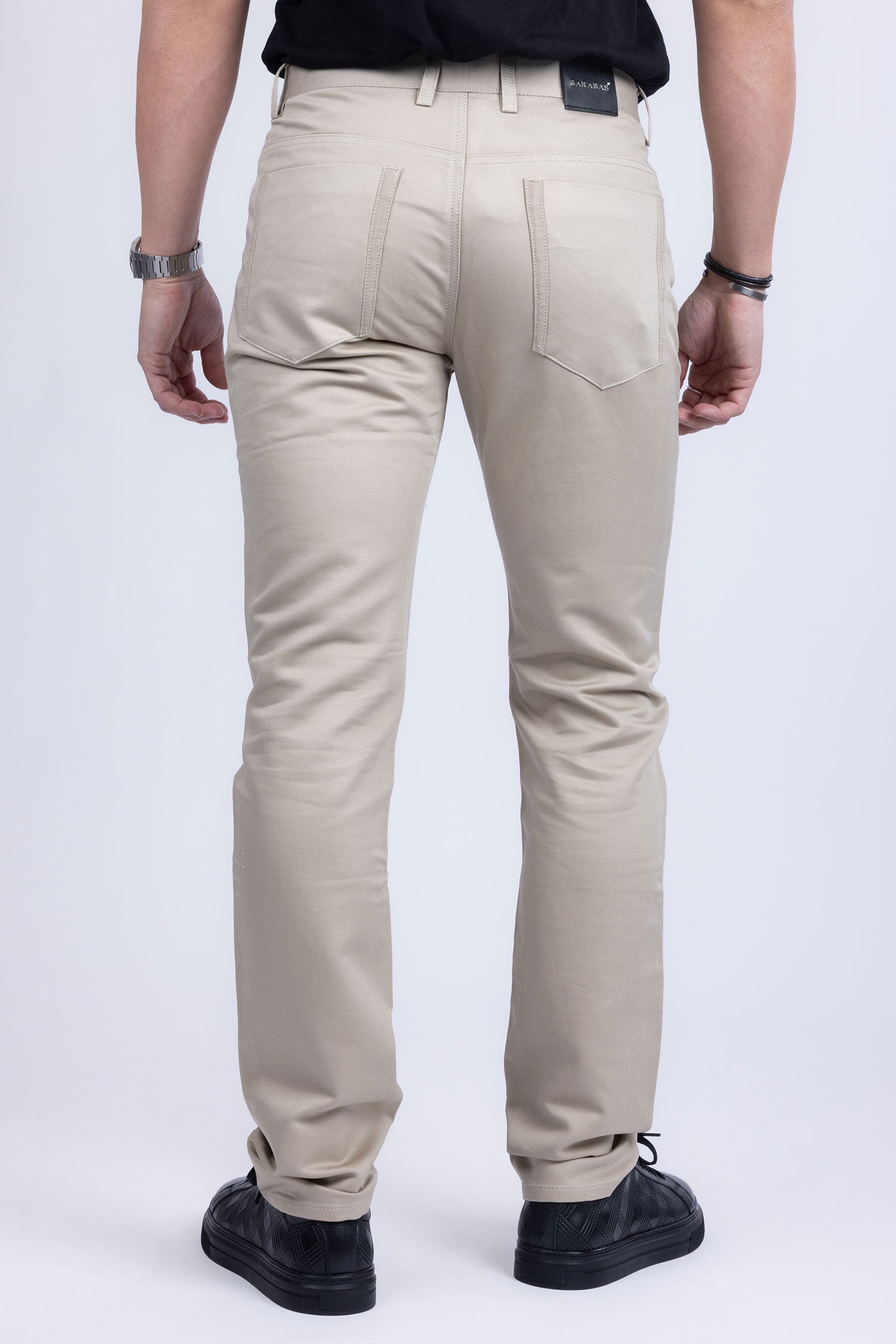 Barabas Men's Solid Color Zip and Camel Straight Fit Pants B2060 Khaki