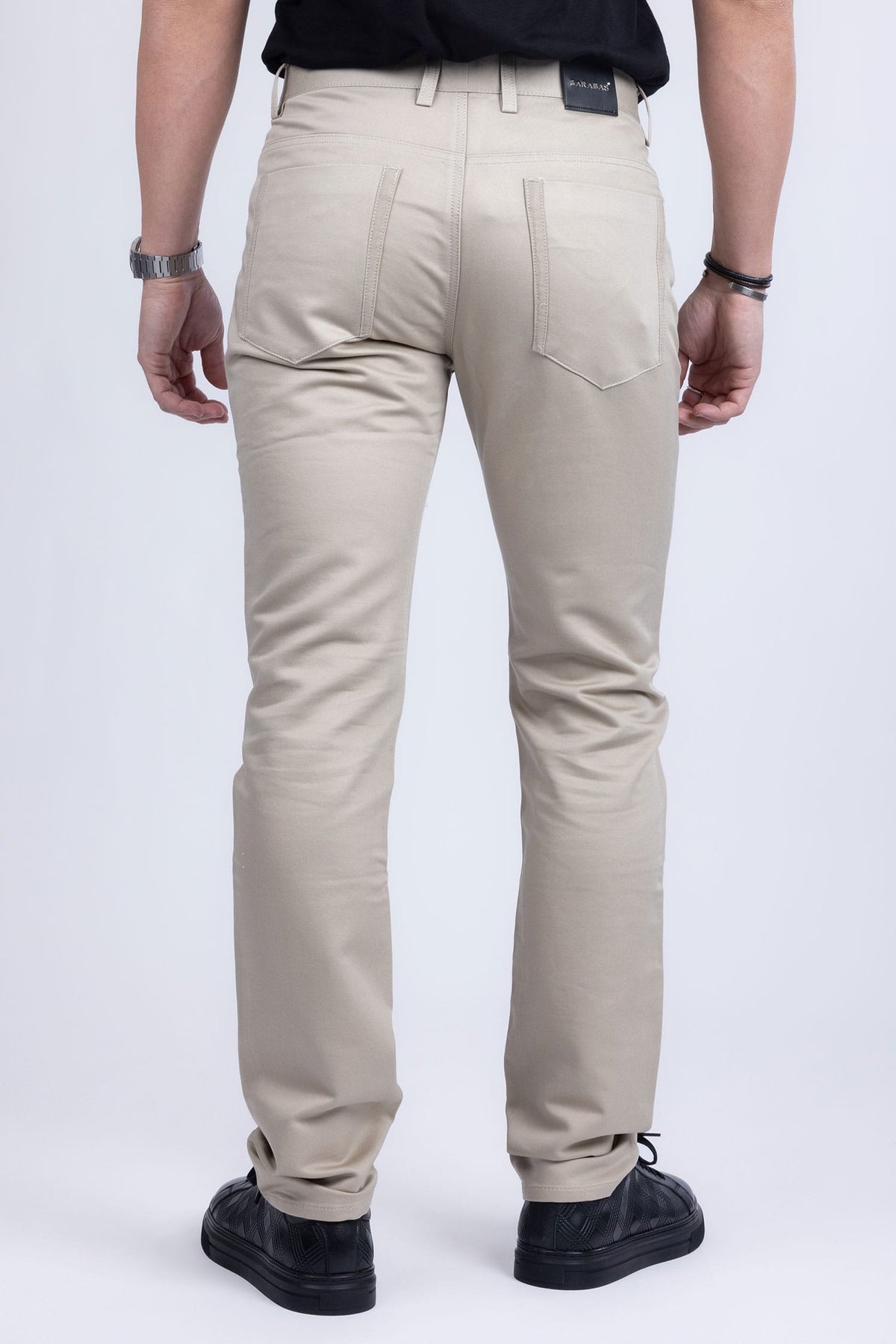 Barabas Men's Solid Color Zip and Camel Straight Fit Pants B2060 Khaki
