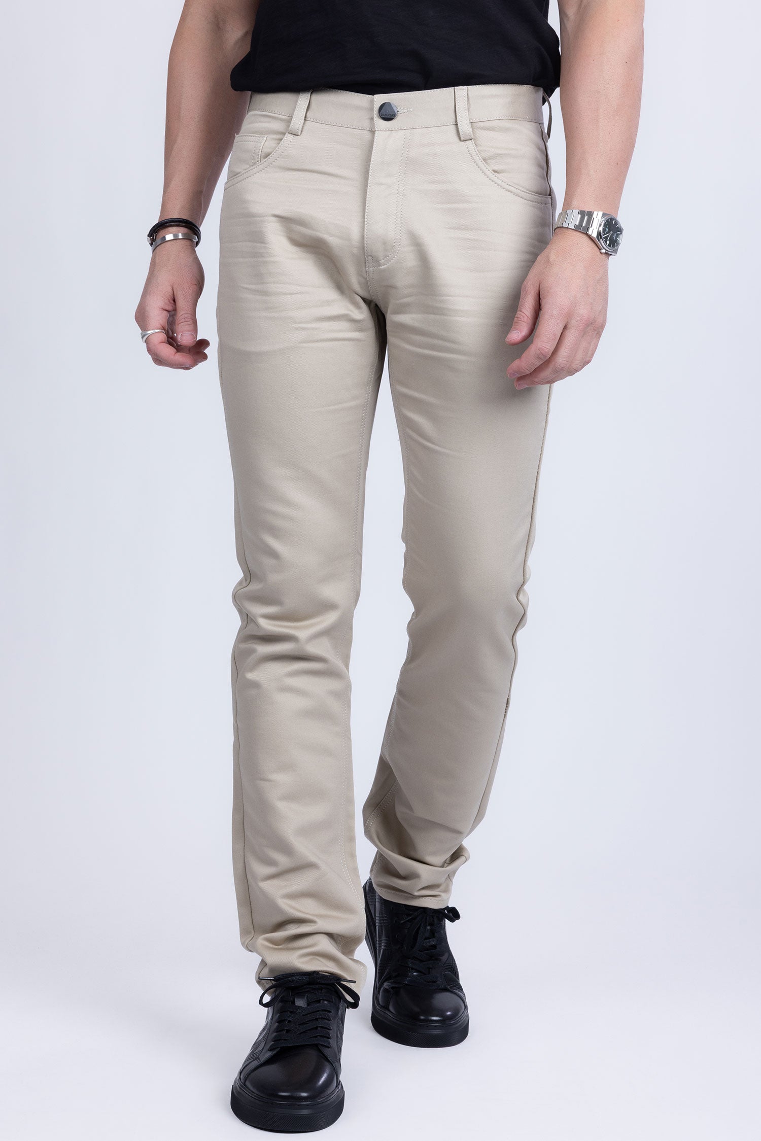 Barabas Men's Solid Color Zip and Camel Straight Fit Pants B2060 Sand