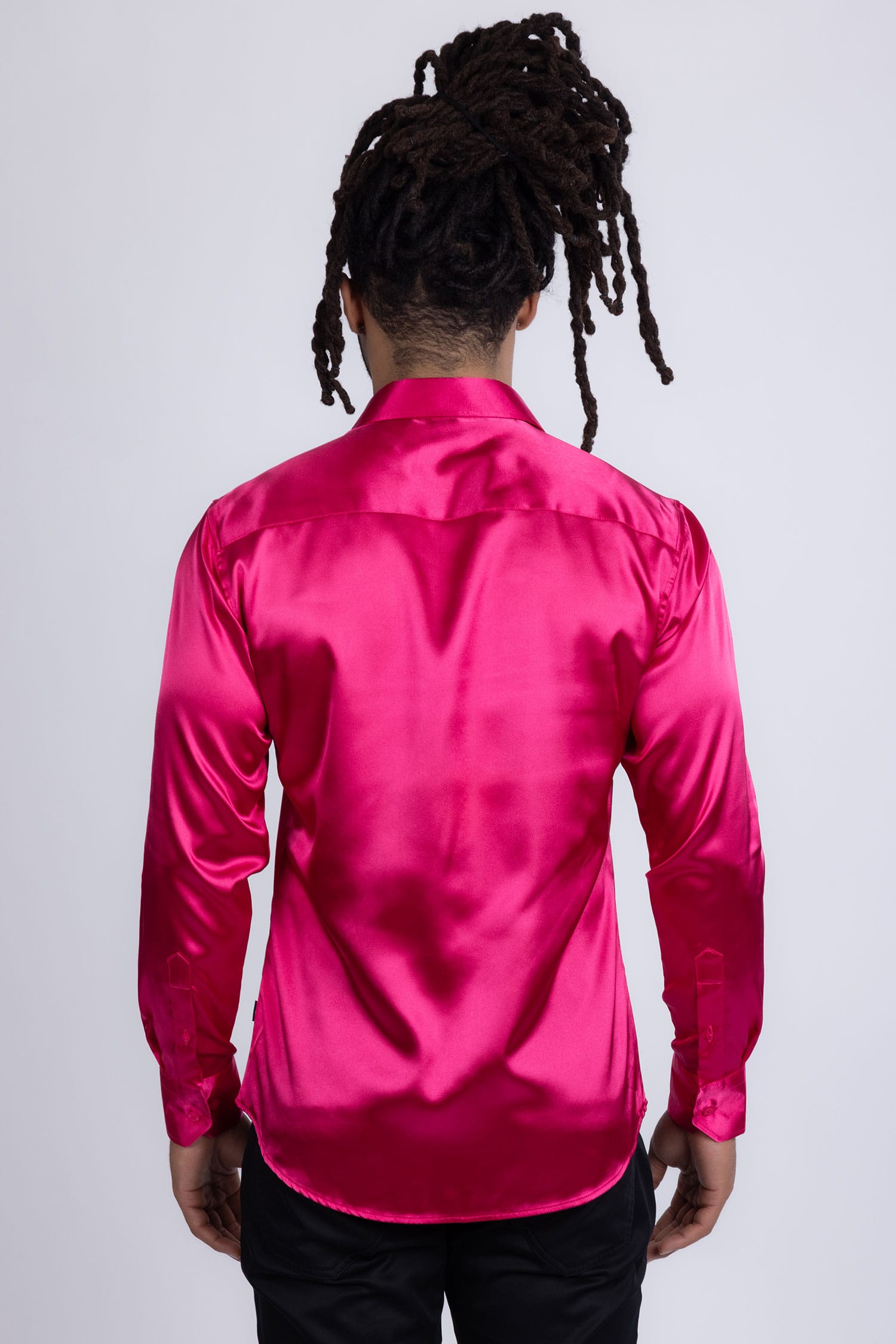 BARABAS Mens Luxury Shiny Long Sleeve Button Down Metallic Shirts B312 Amaranth